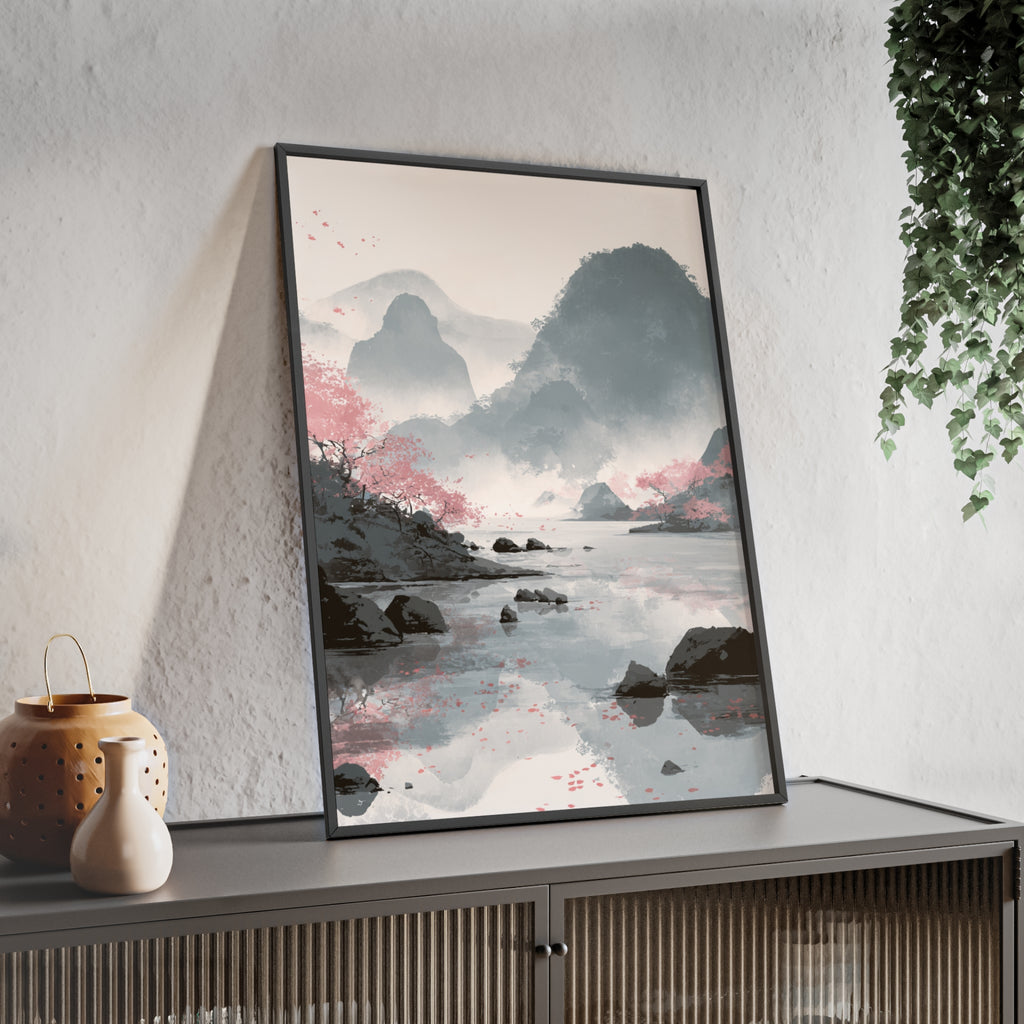 Magische Kirschblüten Landschaft Poster | Japanische Wanddeko, Kunstdruck für Wohnzimmer und Büro, Poster Wanddeko