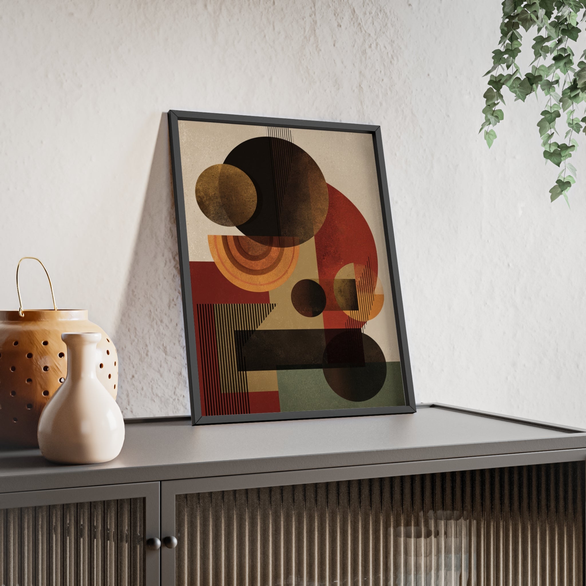 Künstlerisches Geometrisches Poster im Holzrahmen | Moderne Wohnraumdeko, Wandkunst, Geschenk für Kunstliebhaber, Minimalistische Kunst