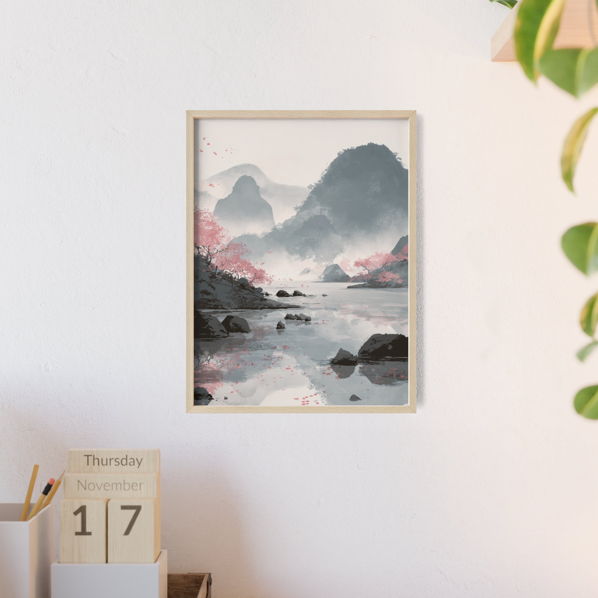 Magische Kirschblüten Landschaft Poster | Japanische Wanddeko, Kunstdruck für Wohnzimmer und Büro, Poster Wanddeko