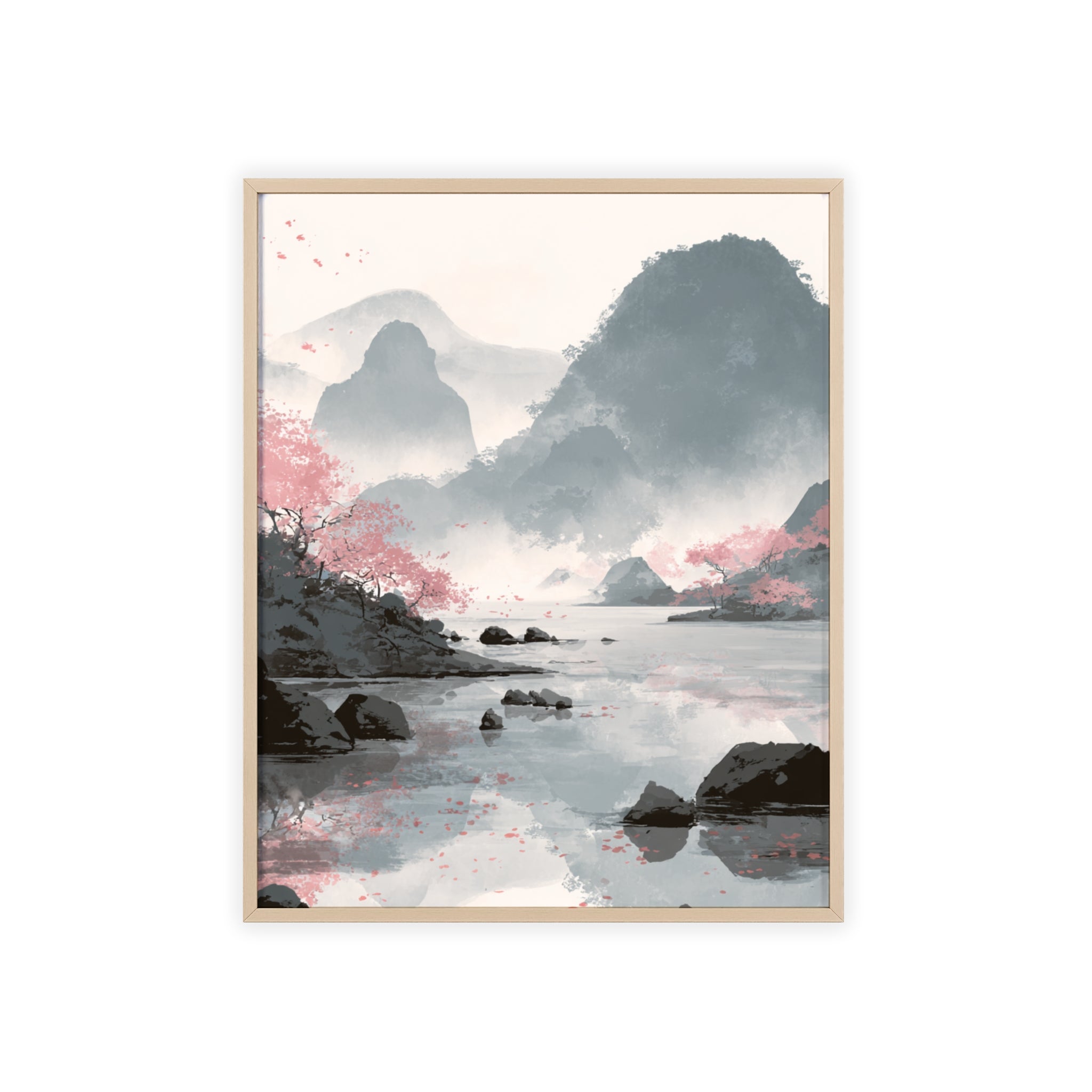 Magische Kirschblüten Landschaft Poster | Japanische Wanddeko, Kunstdruck für Wohnzimmer und Büro, Poster Wanddeko