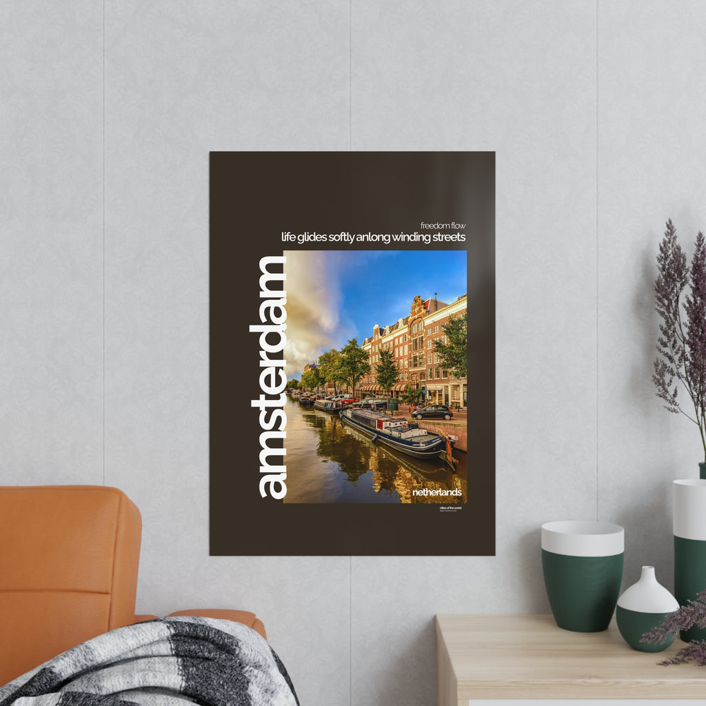 Amsterdam Poster | Cities of the World | Wandkunst fuer Reisende, Sammler & Stadtliebhaber | Moderne Stadtdeko, Fotoposter