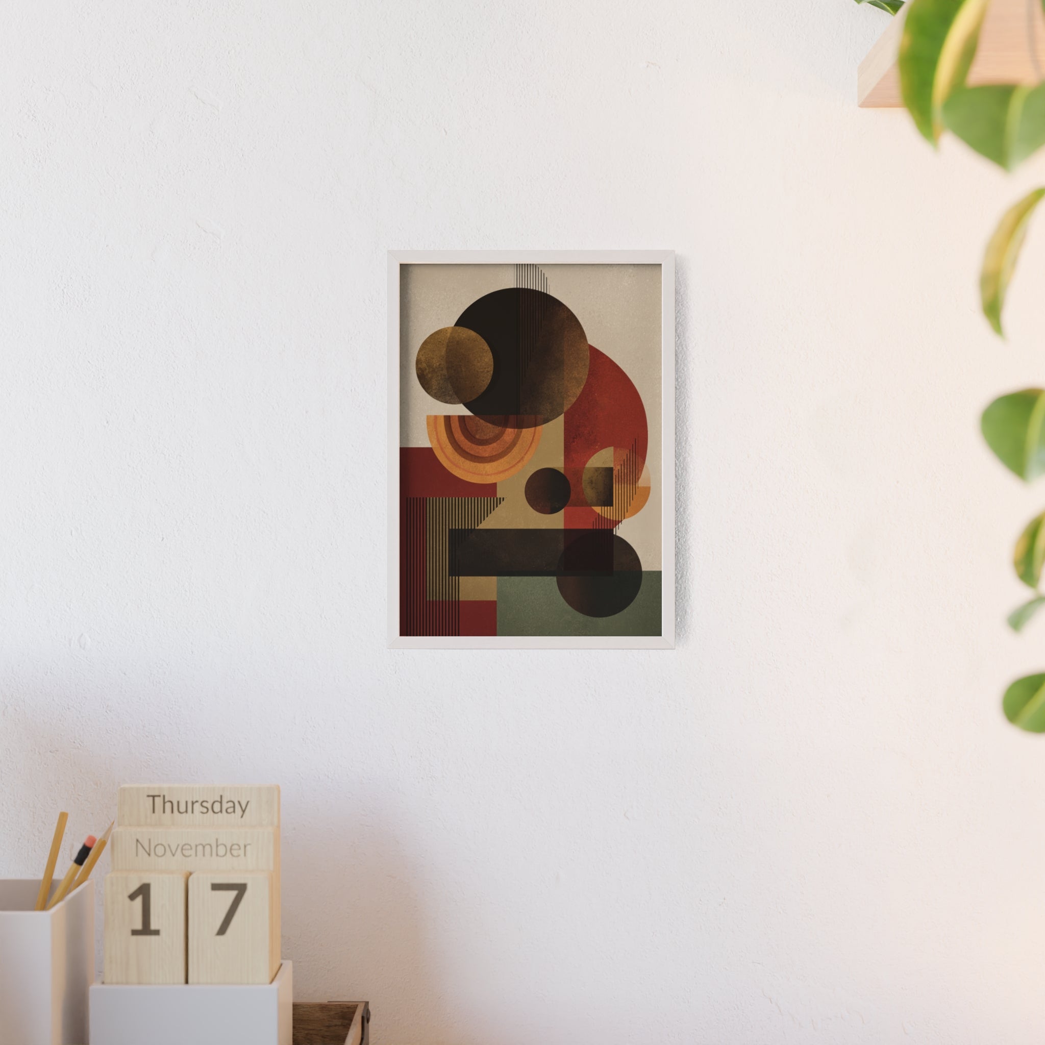 Künstlerisches Geometrisches Poster im Holzrahmen | Moderne Wohnraumdeko, Wandkunst, Geschenk für Kunstliebhaber, Minimalistische Kunst