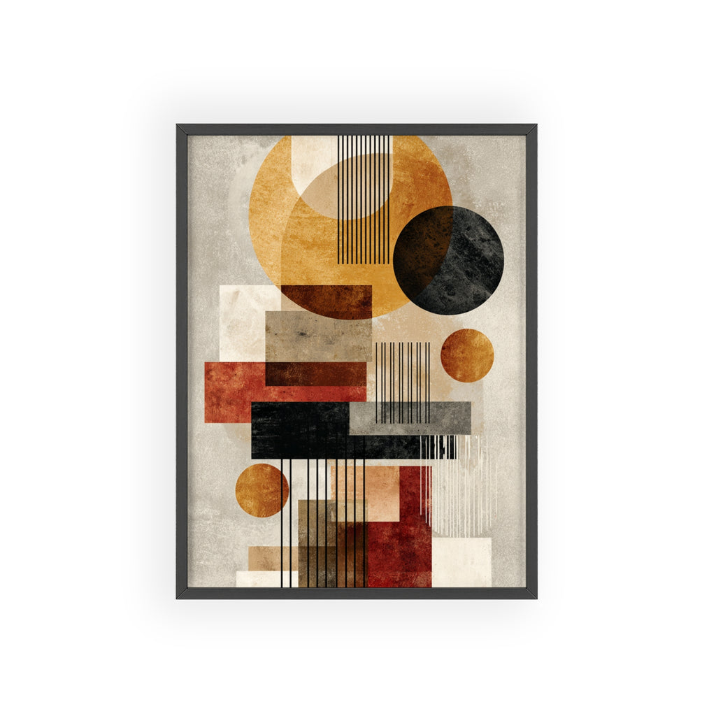 Boho Poster im Holzrahmen | Moderne Boho Wandkunst, Geometrische Wohnraumdeko, Geschenk für Kunstliebhaber, Abstraktes Design