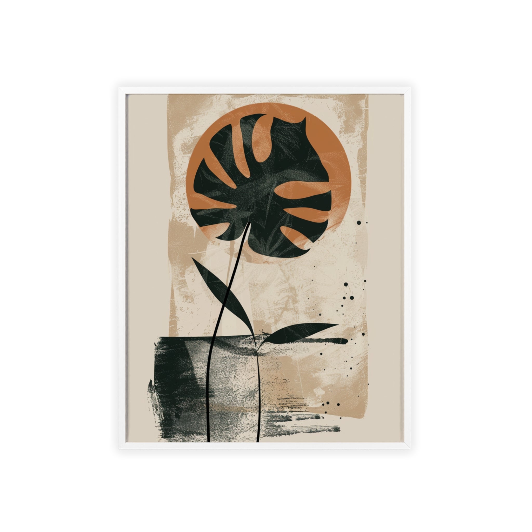 Modern Botanical Art Poster with Wooden Frame, Wall Decor, Minimalist Home Accent, Gift for Plant Lovers, Living Room Decor
