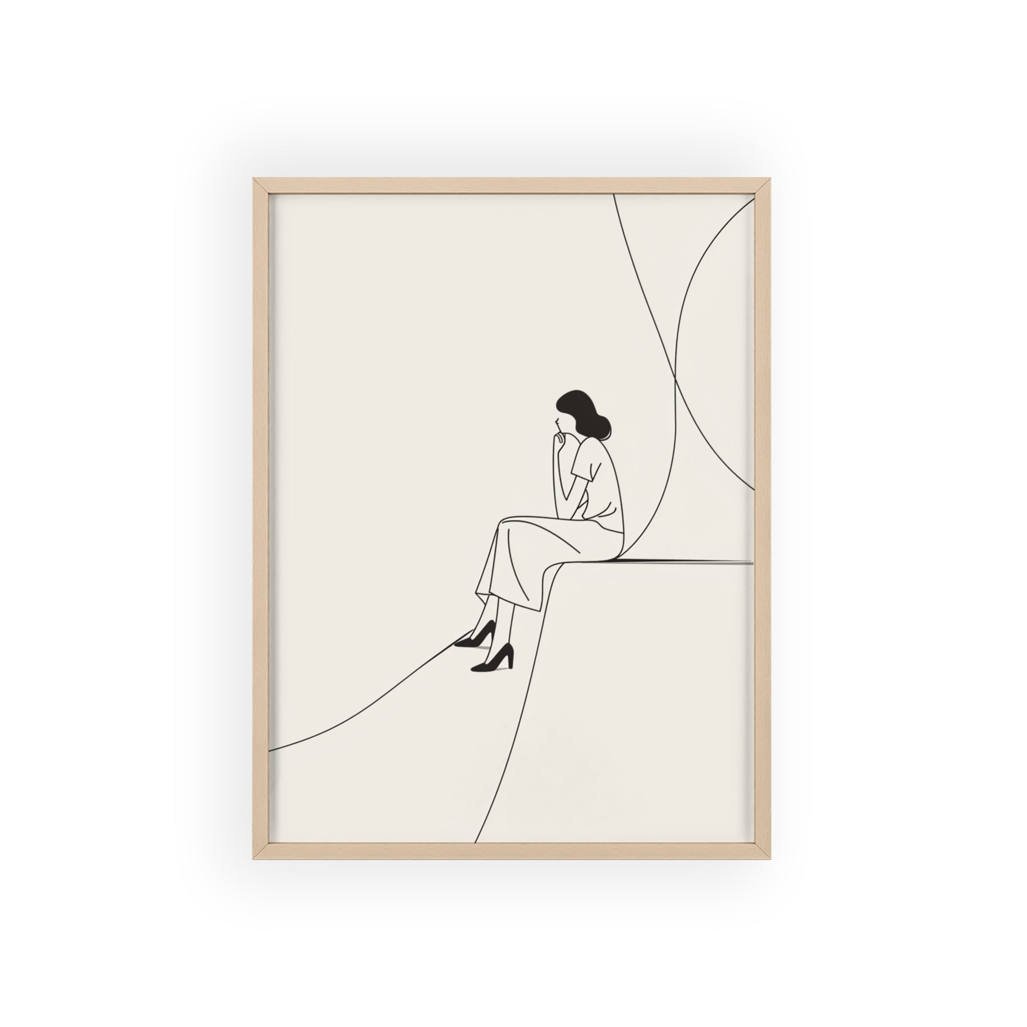 Minimalist Framed Art Print, Modern Wall Decor, Female Line Drawing, Elegant Home Art, Gift for Her