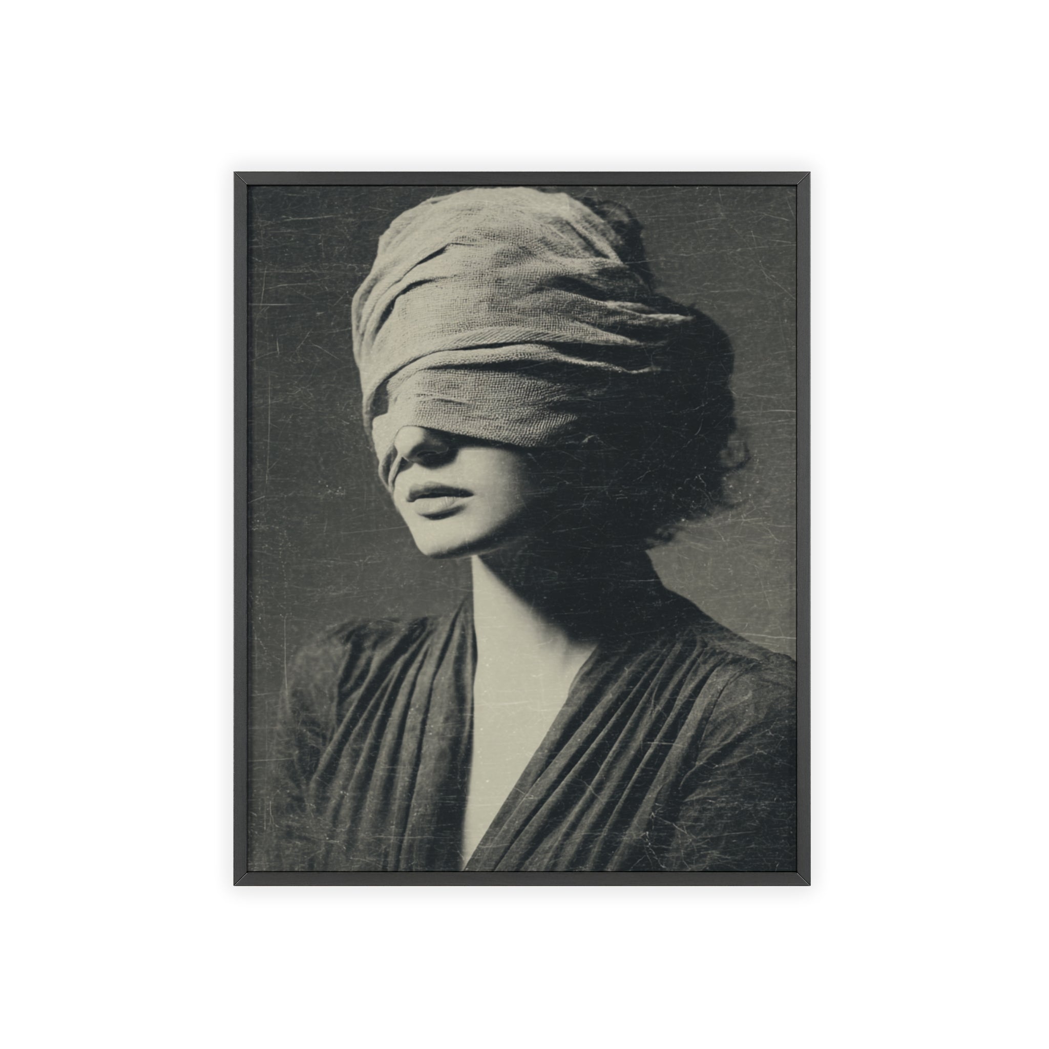 Mystisches Frauenportrait Kunstposter im Holzrahmen | Moderne Wanddeko, Minimalistisches Wohnzimmer & Büro, Boho Wandkunst