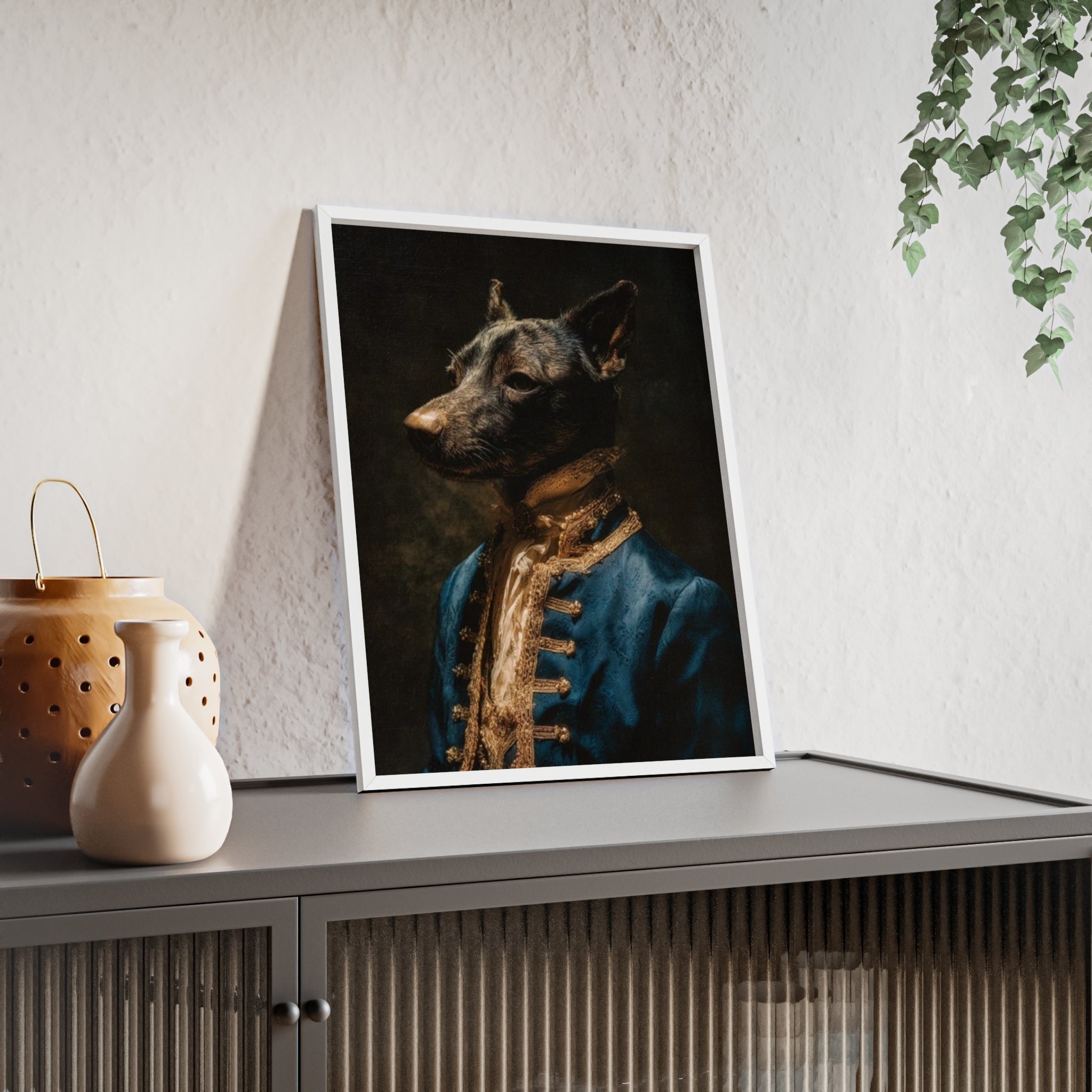 Elegant Framed Dog Portrait, Stylish Wall Decor for Dog Lovers, Unique Gift for Pet Owners, Home Decoration, Modern Art