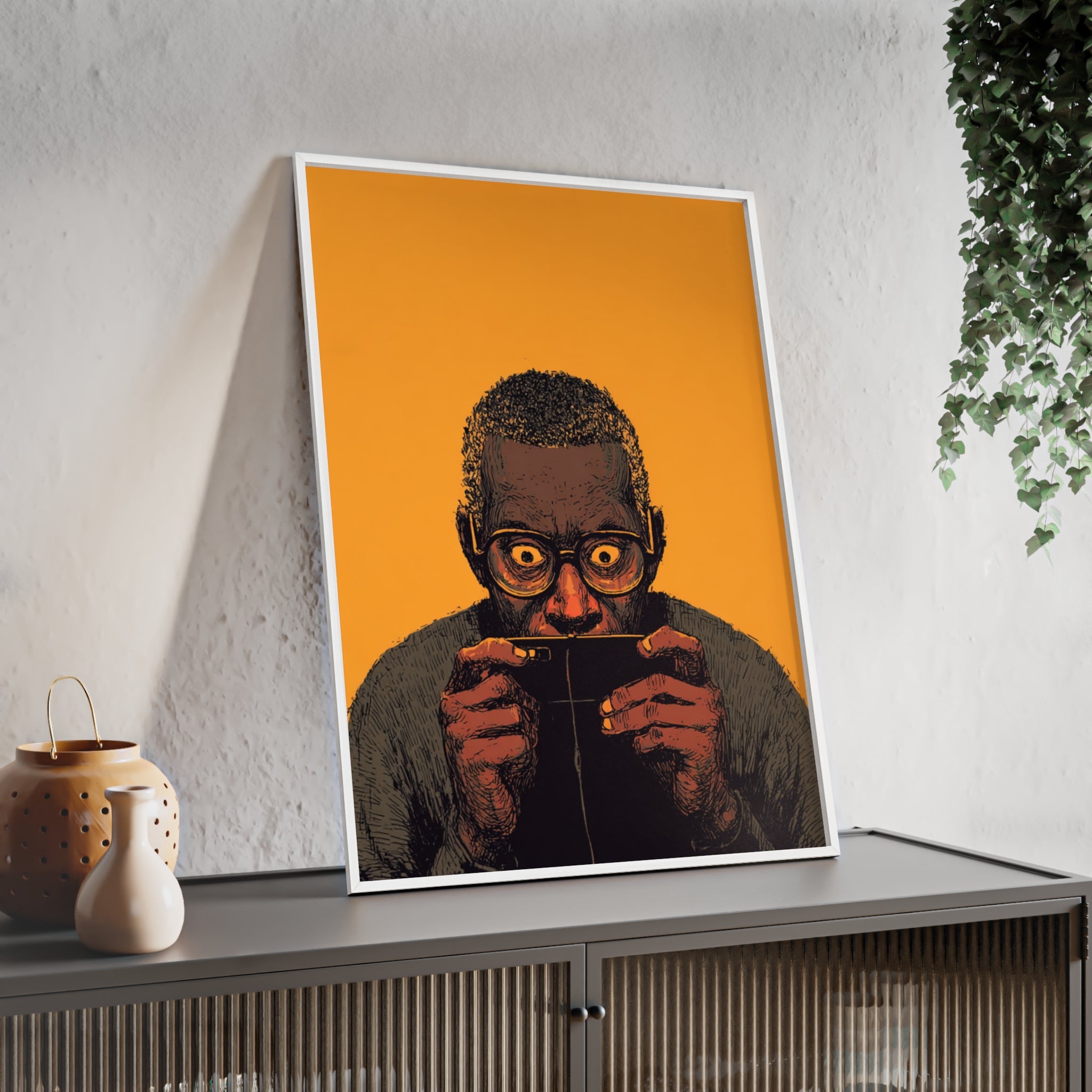 Comic Man Poster mit gelbem Hintergrund | Pop Art Wanddeko, Moderne Wandkunst, Street Art Style, Wanddeko Poster