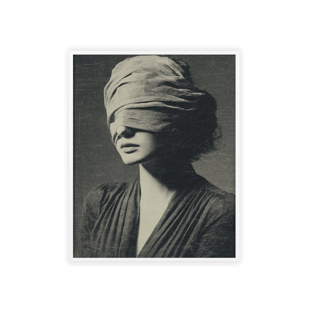 Mystisches Frauenportrait Kunstposter im Holzrahmen | Moderne Wanddeko, Minimalistisches Wohnzimmer & Büro, Boho Wandkunst