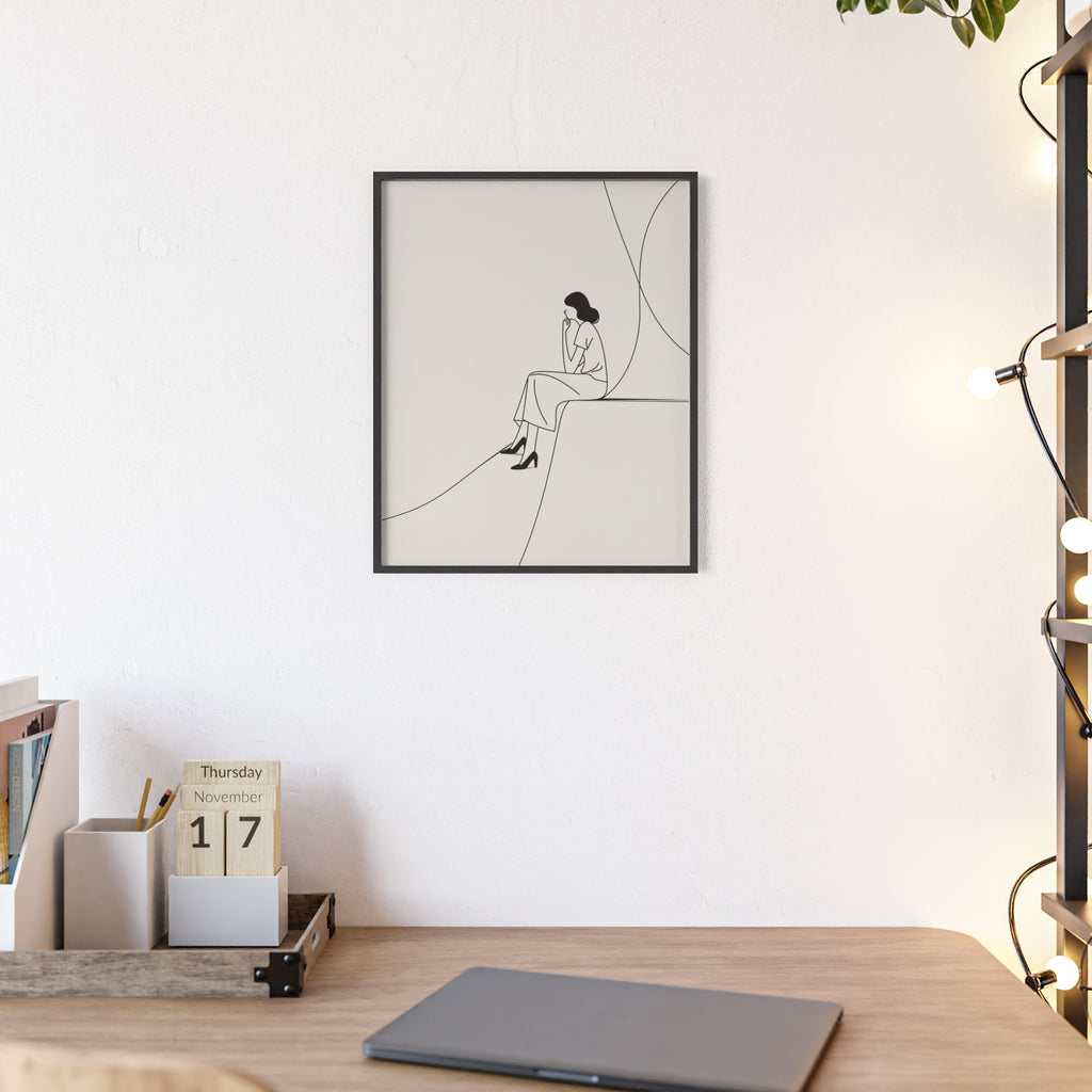 Minimalist Framed Art Print, Modern Wall Decor, Female Line Drawing, Elegant Home Art, Gift for Her
