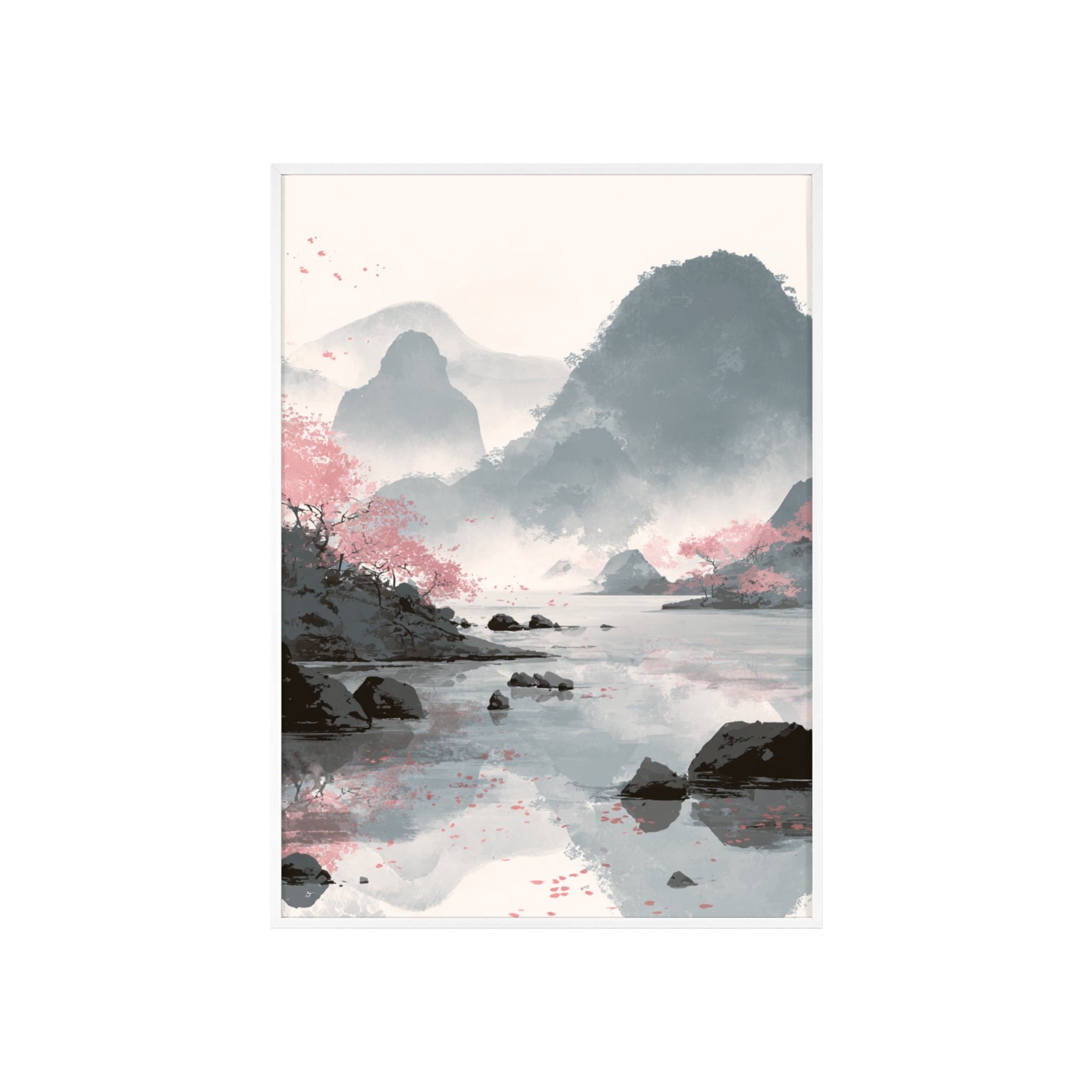 Magische Kirschblüten Landschaft Poster | Japanische Wanddeko, Kunstdruck für Wohnzimmer und Büro, Poster Wanddeko