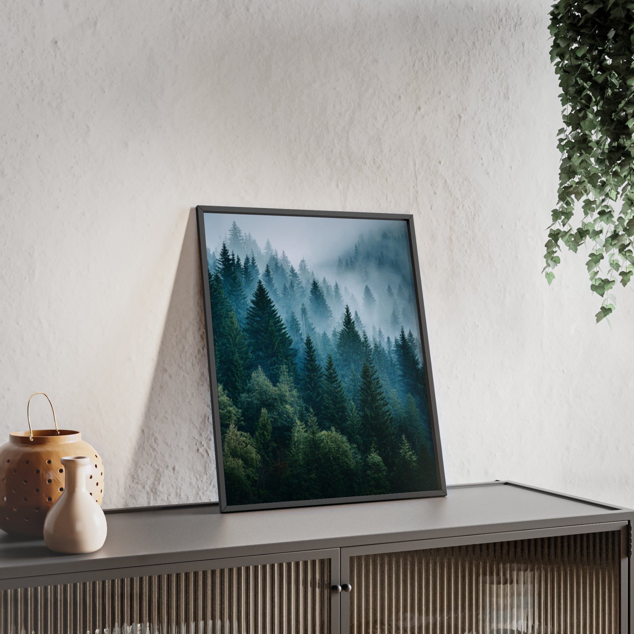 Wooden Frame Poster, Framed Art Print, Nature Wall Décor, Forest Landscape Art, Home Decor Gift, Rustic Bedroom Artwork