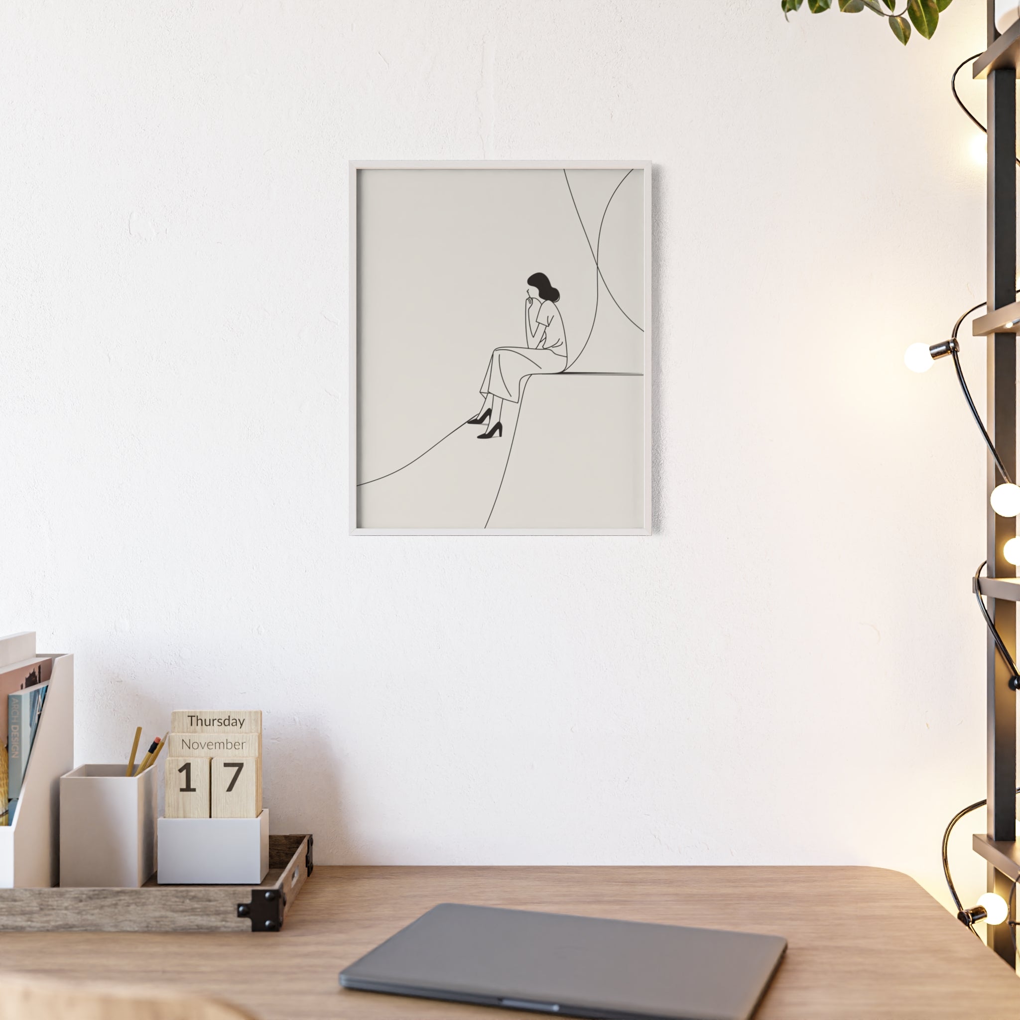 Minimalist Framed Art Print, Modern Wall Decor, Female Line Drawing, Elegant Home Art, Gift for Her