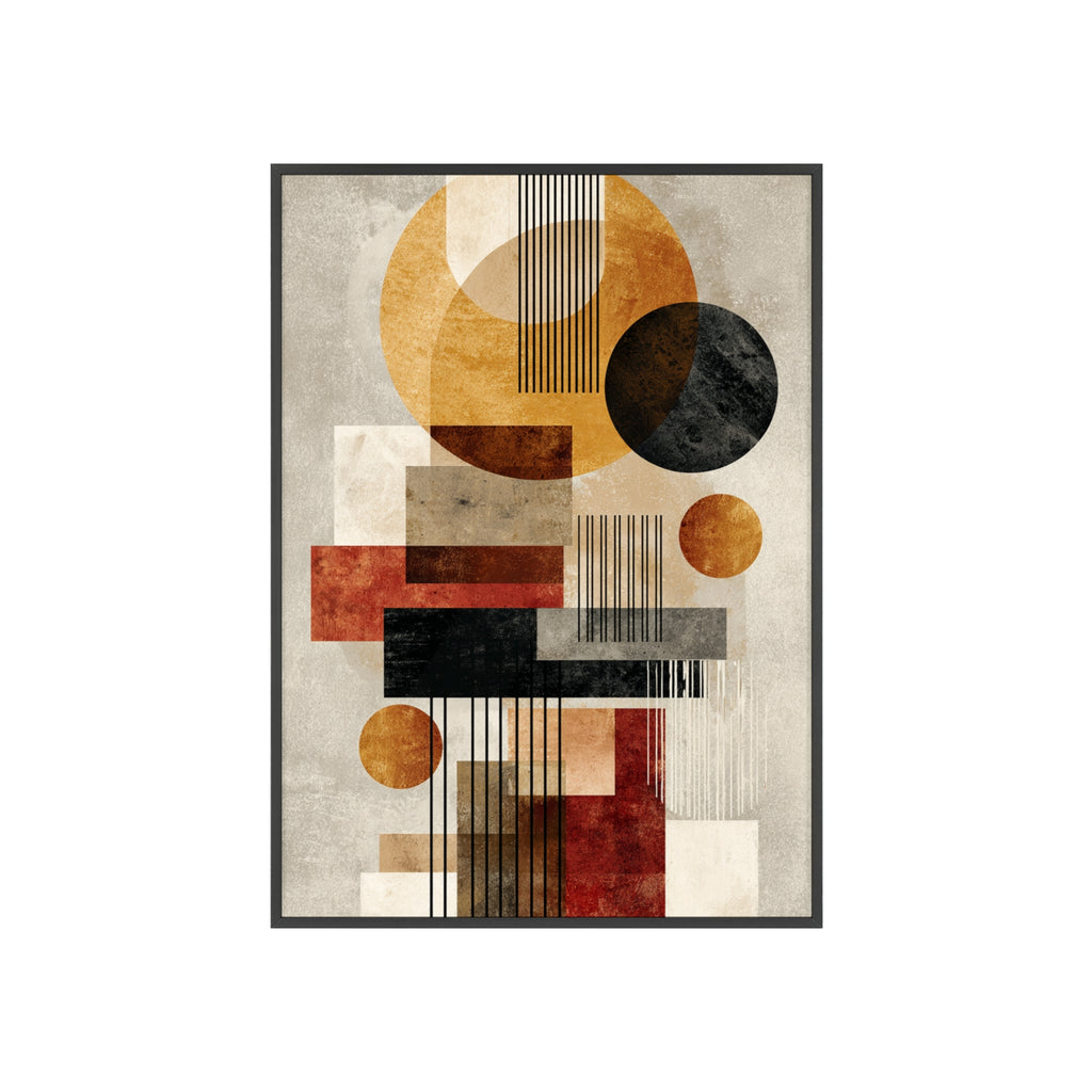 Boho Poster im Holzrahmen | Moderne Boho Wandkunst, Geometrische Wohnraumdeko, Geschenk für Kunstliebhaber, Abstraktes Design