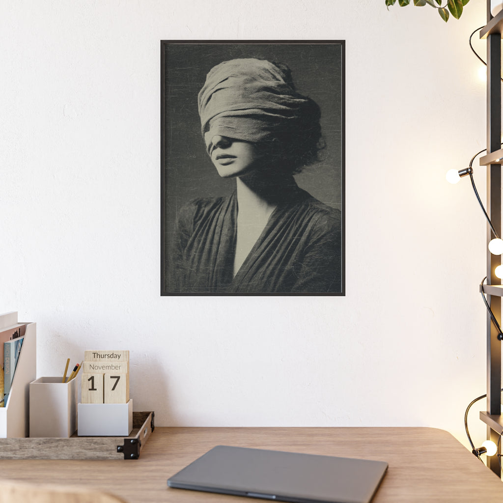 Mystisches Frauenportrait Kunstposter im Holzrahmen | Moderne Wanddeko, Minimalistisches Wohnzimmer & Büro, Boho Wandkunst