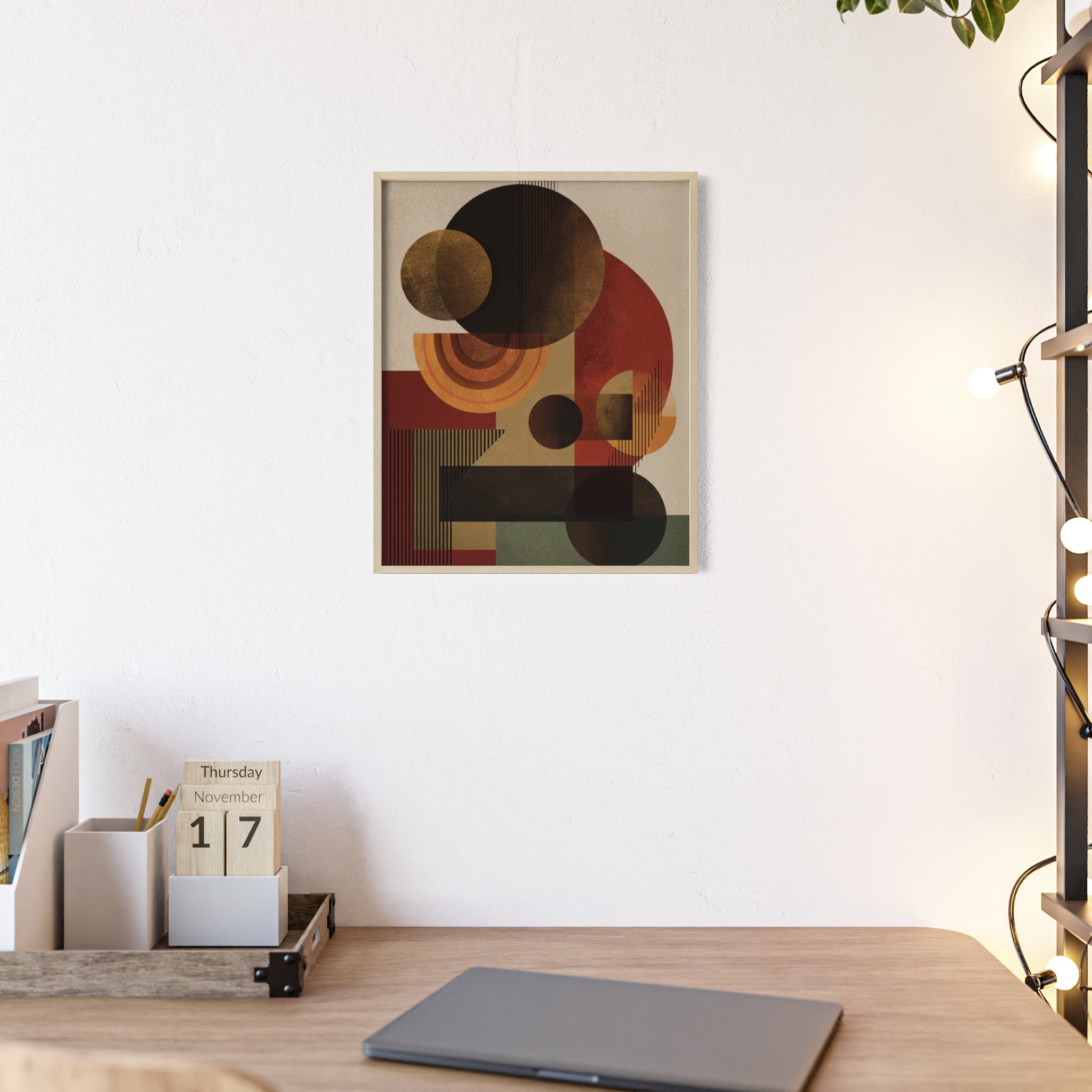 Künstlerisches Geometrisches Poster im Holzrahmen | Moderne Wohnraumdeko, Wandkunst, Geschenk für Kunstliebhaber, Minimalistische Kunst