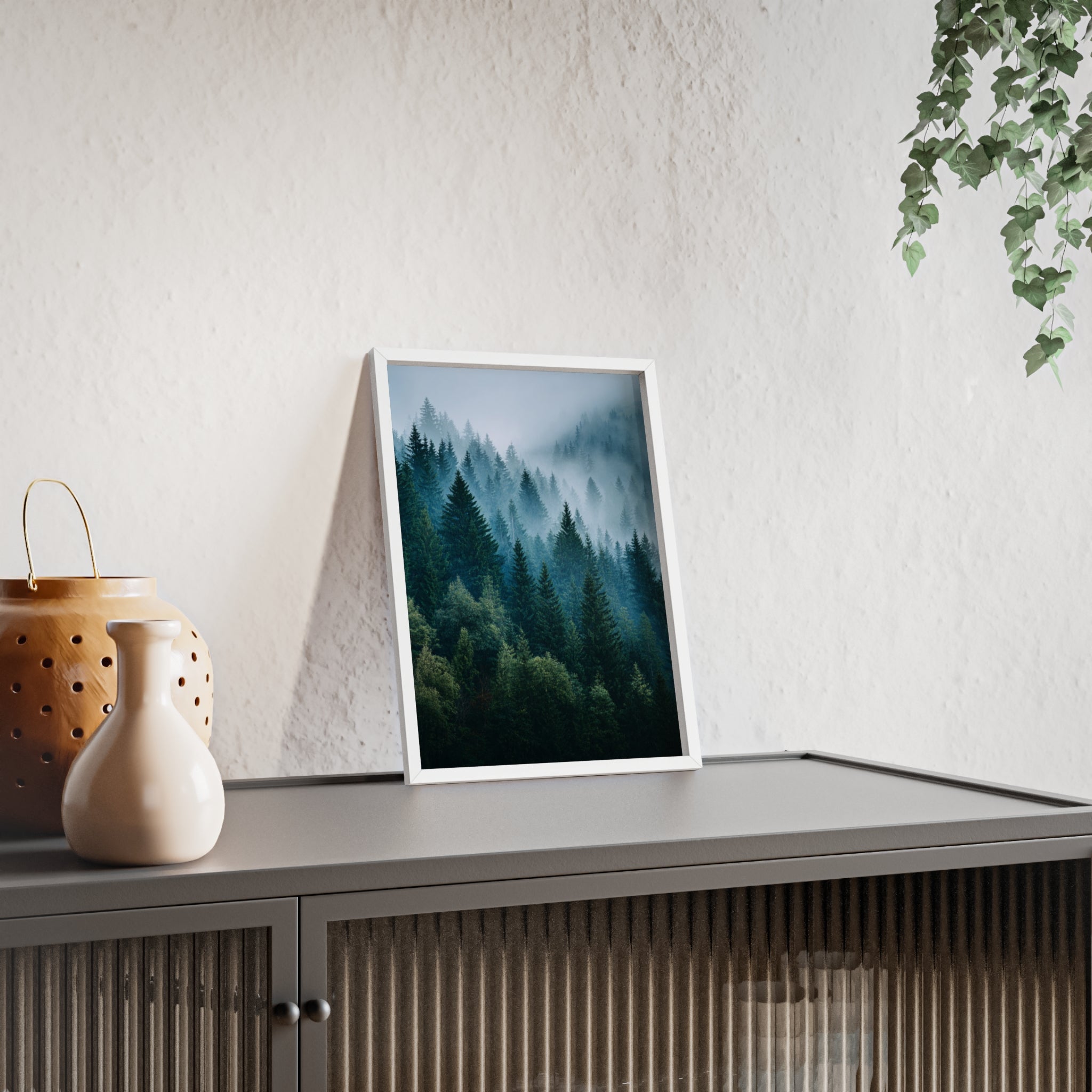 Wooden Frame Poster, Framed Art Print, Nature Wall Décor, Forest Landscape Art, Home Decor Gift, Rustic Bedroom Artwork