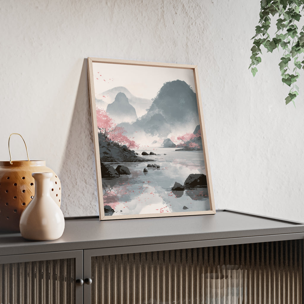 Magische Kirschblüten Landschaft Poster | Japanische Wanddeko, Kunstdruck für Wohnzimmer und Büro, Poster Wanddeko