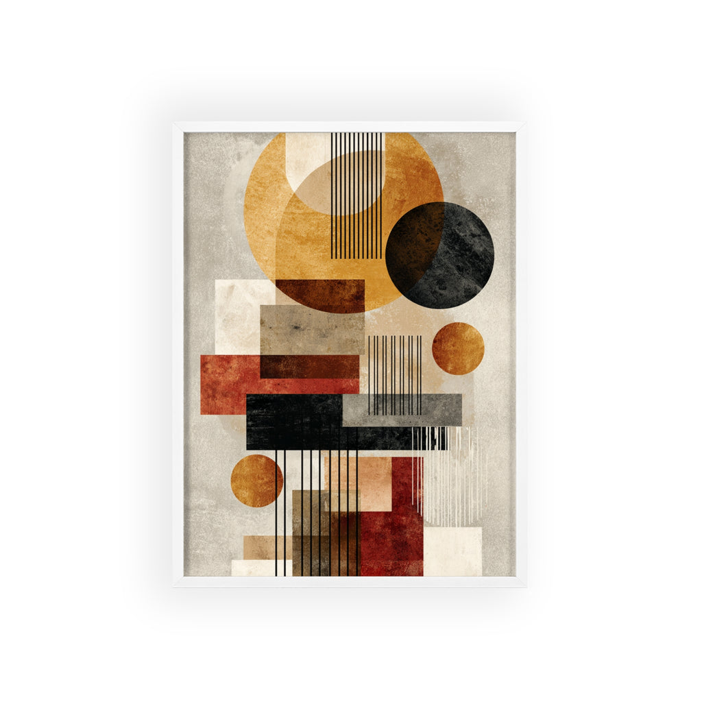 Boho Poster im Holzrahmen | Moderne Boho Wandkunst, Geometrische Wohnraumdeko, Geschenk für Kunstliebhaber, Abstraktes Design