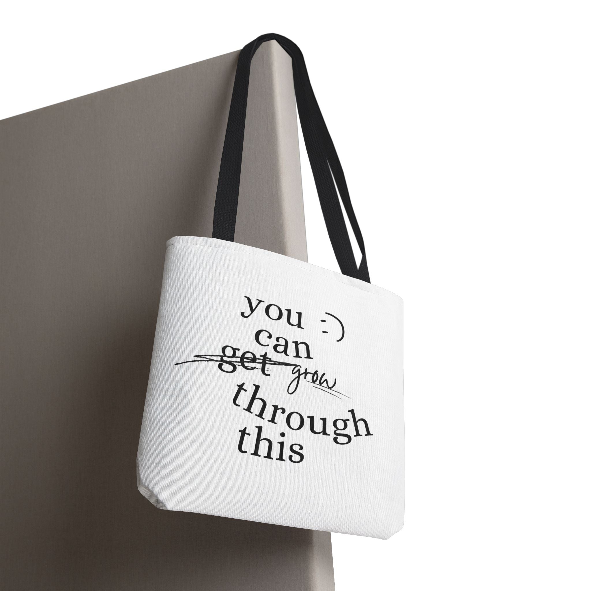 Motivierende Tote Bag - Stofftasche mit Spruch You Can Grow Through This | Einkaufstasche Geschenk für Frauen, Studenten & Alltag