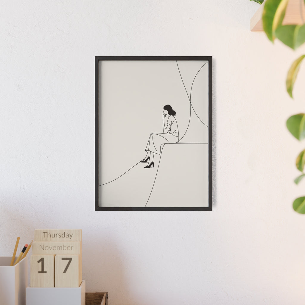 Minimalist Framed Art Print, Modern Wall Decor, Female Line Drawing, Elegant Home Art, Gift for Her
