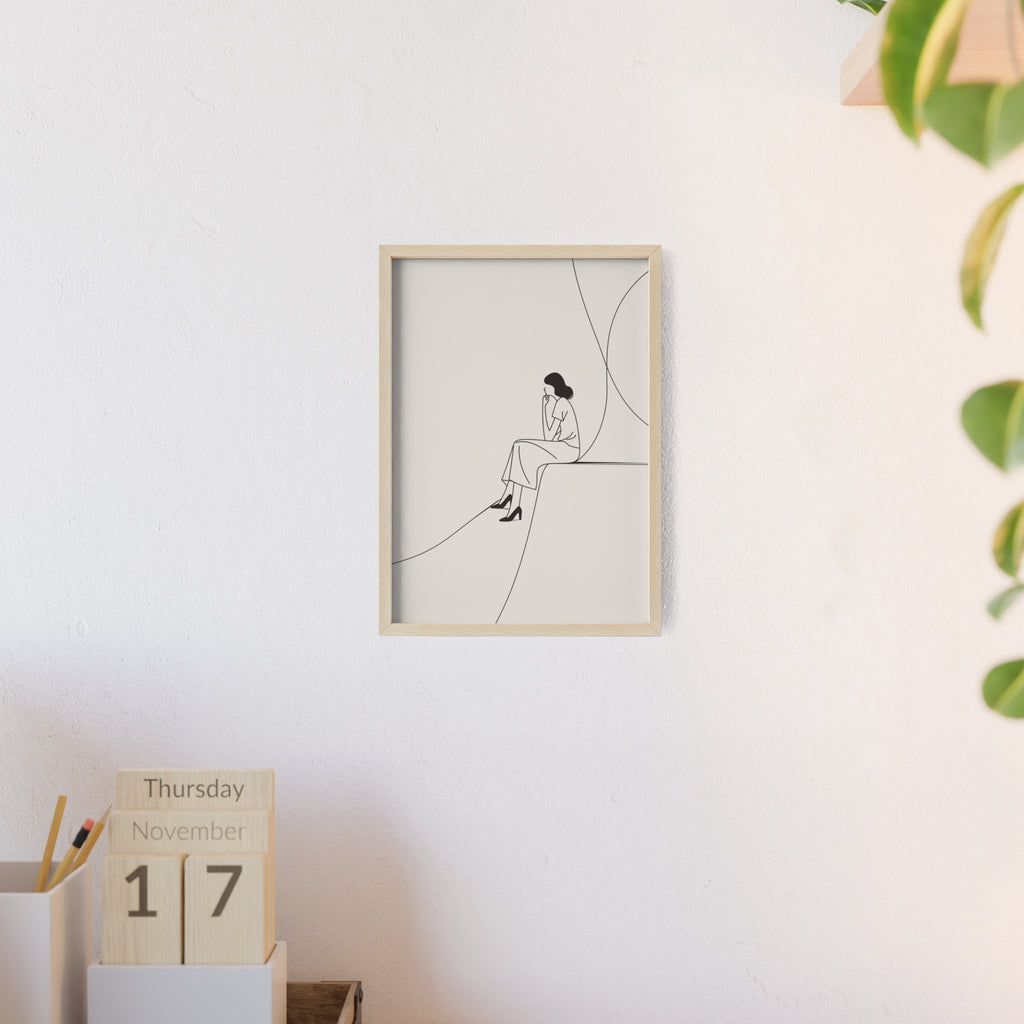 Minimalist Framed Art Print, Modern Wall Decor, Female Line Drawing, Elegant Home Art, Gift for Her