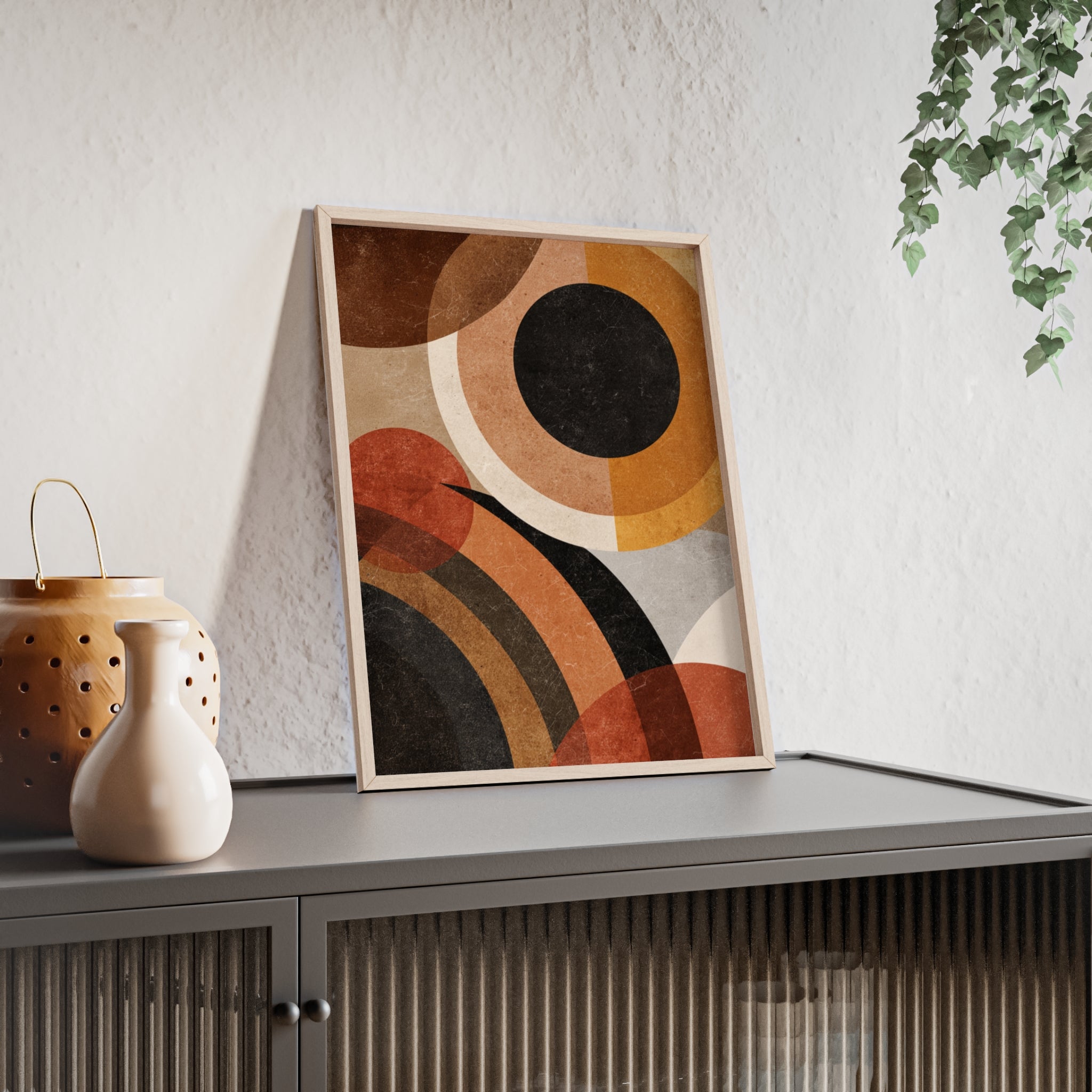 Modernes Geometrisches Kunstposter | Abstrakte Wanddeko, Gerahmte Wohnraumkunst, Minimalistisches Poster für Wohnzimmer, Stilvolles Geschenk