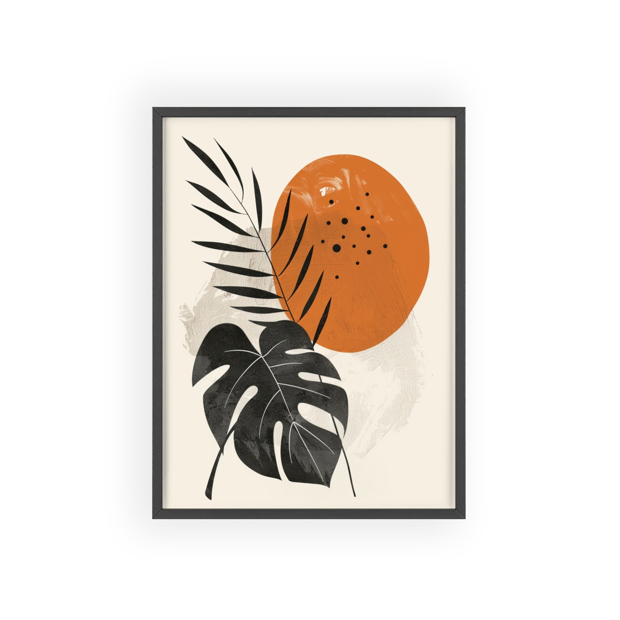 Modern Botanical Art Print with Wooden Frame, Tropical Wall Decor, Housewarming Gift, Minimalist Home Art, Nature-Inspired Design