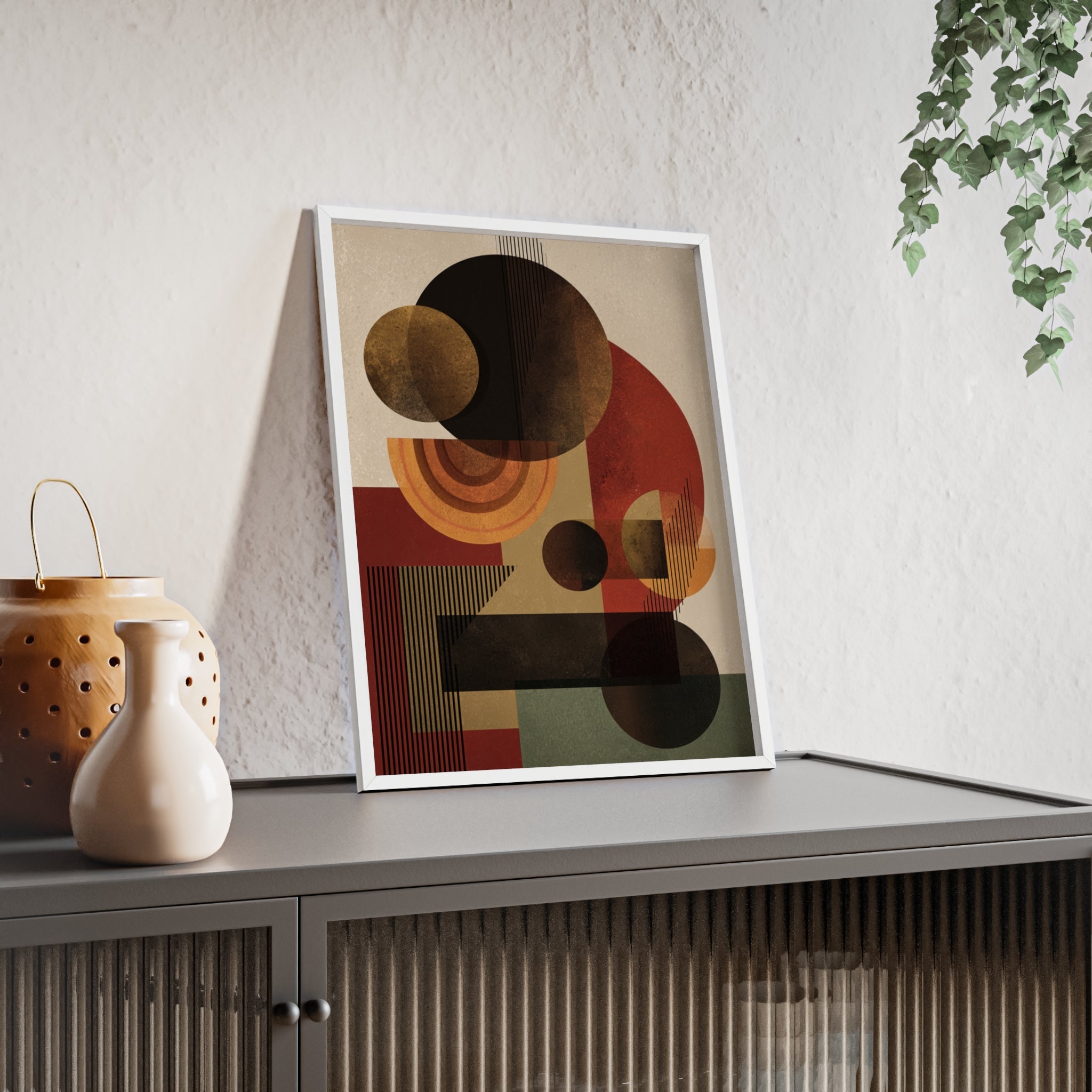 Künstlerisches Geometrisches Poster im Holzrahmen | Moderne Wohnraumdeko, Wandkunst, Geschenk für Kunstliebhaber, Minimalistische Kunst