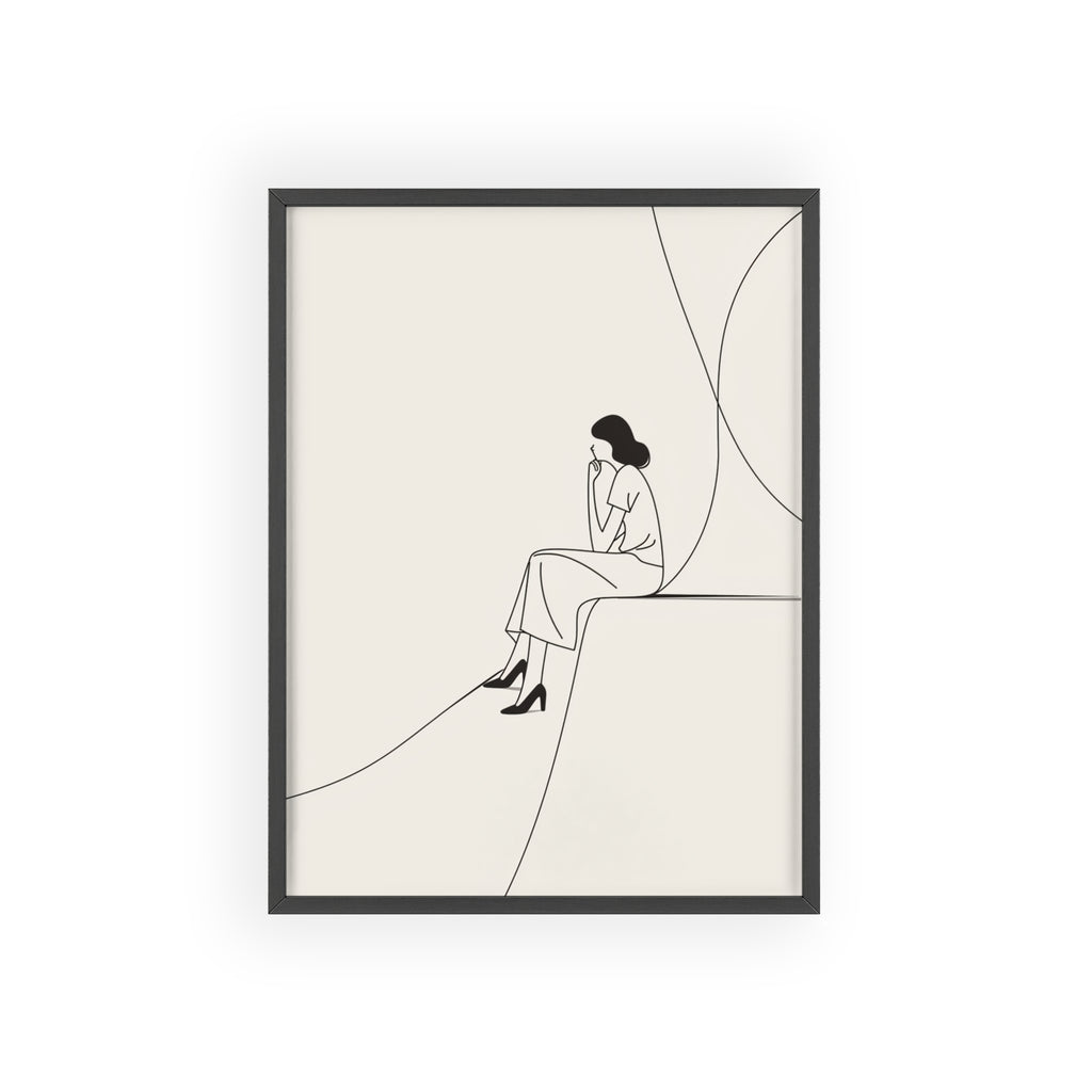 Minimalist Framed Art Print, Modern Wall Decor, Female Line Drawing, Elegant Home Art, Gift for Her