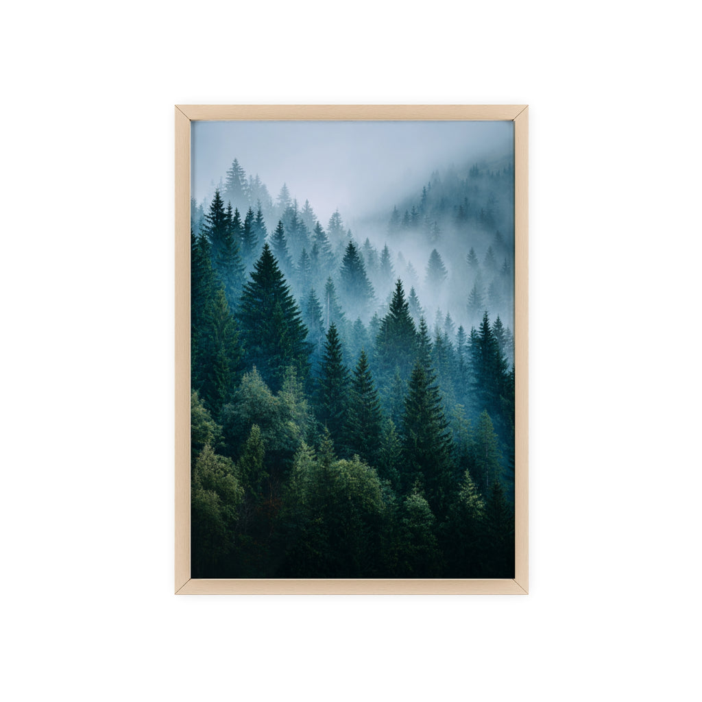 Wooden Frame Poster, Framed Art Print, Nature Wall Décor, Forest Landscape Art, Home Decor Gift, Rustic Bedroom Artwork