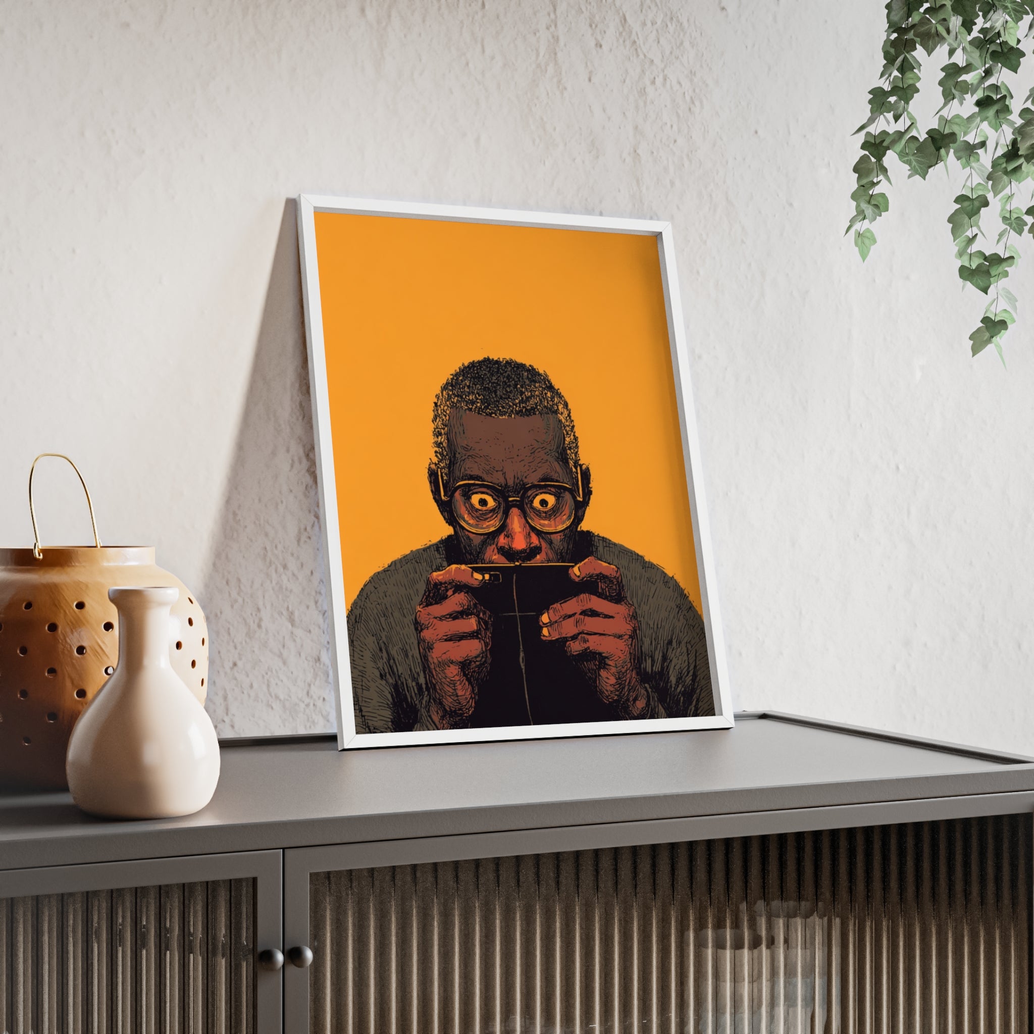 Comic Man Poster mit gelbem Hintergrund | Pop Art Wanddeko, Moderne Wandkunst, Street Art Style, Wanddeko Poster