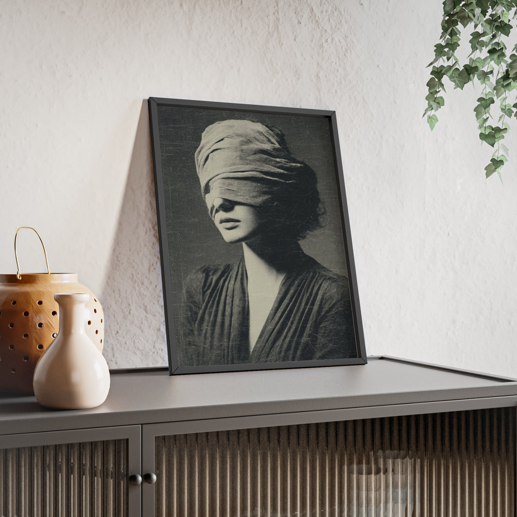 Mystisches Frauenportrait Kunstposter im Holzrahmen | Moderne Wanddeko, Minimalistisches Wohnzimmer & Büro, Boho Wandkunst