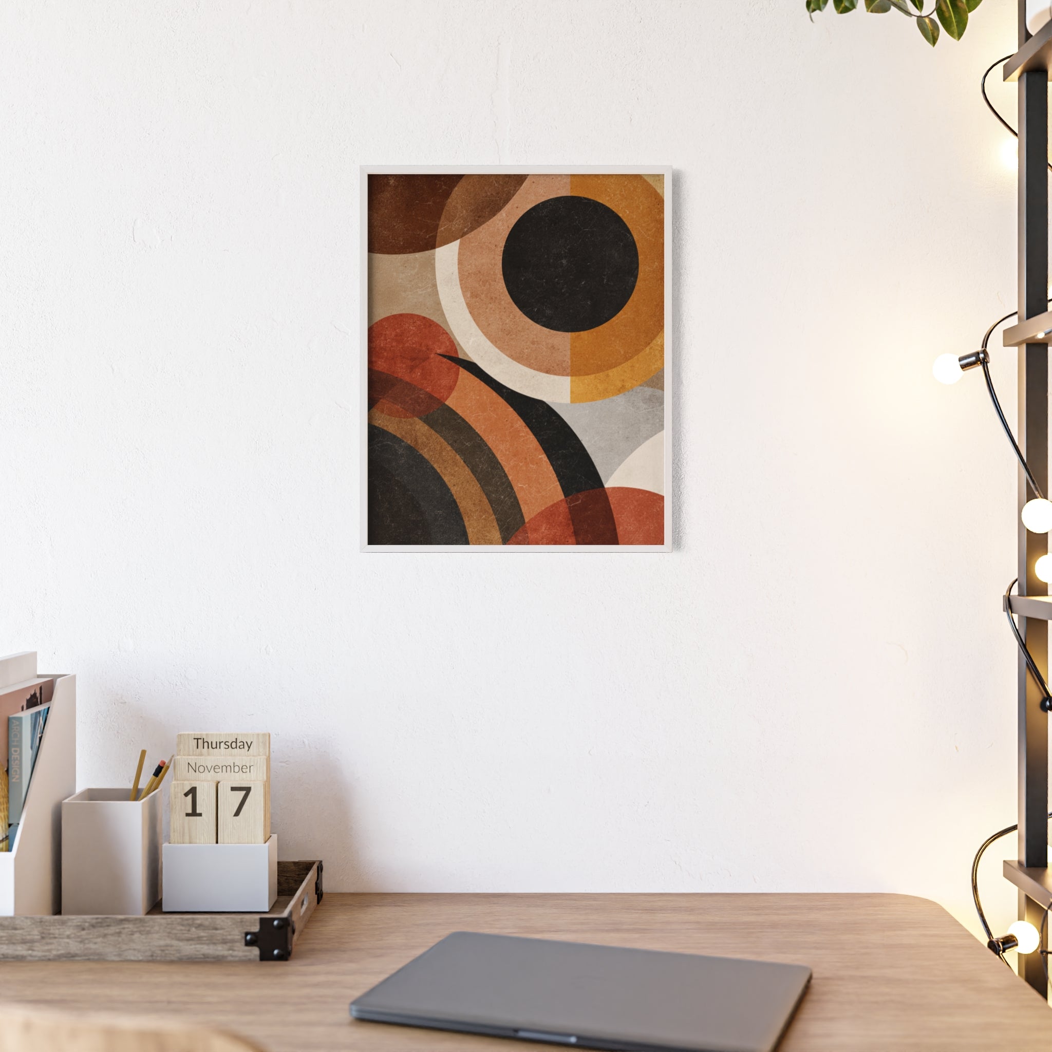 Modernes Geometrisches Kunstposter | Abstrakte Wanddeko, Gerahmte Wohnraumkunst, Minimalistisches Poster für Wohnzimmer, Stilvolles Geschenk