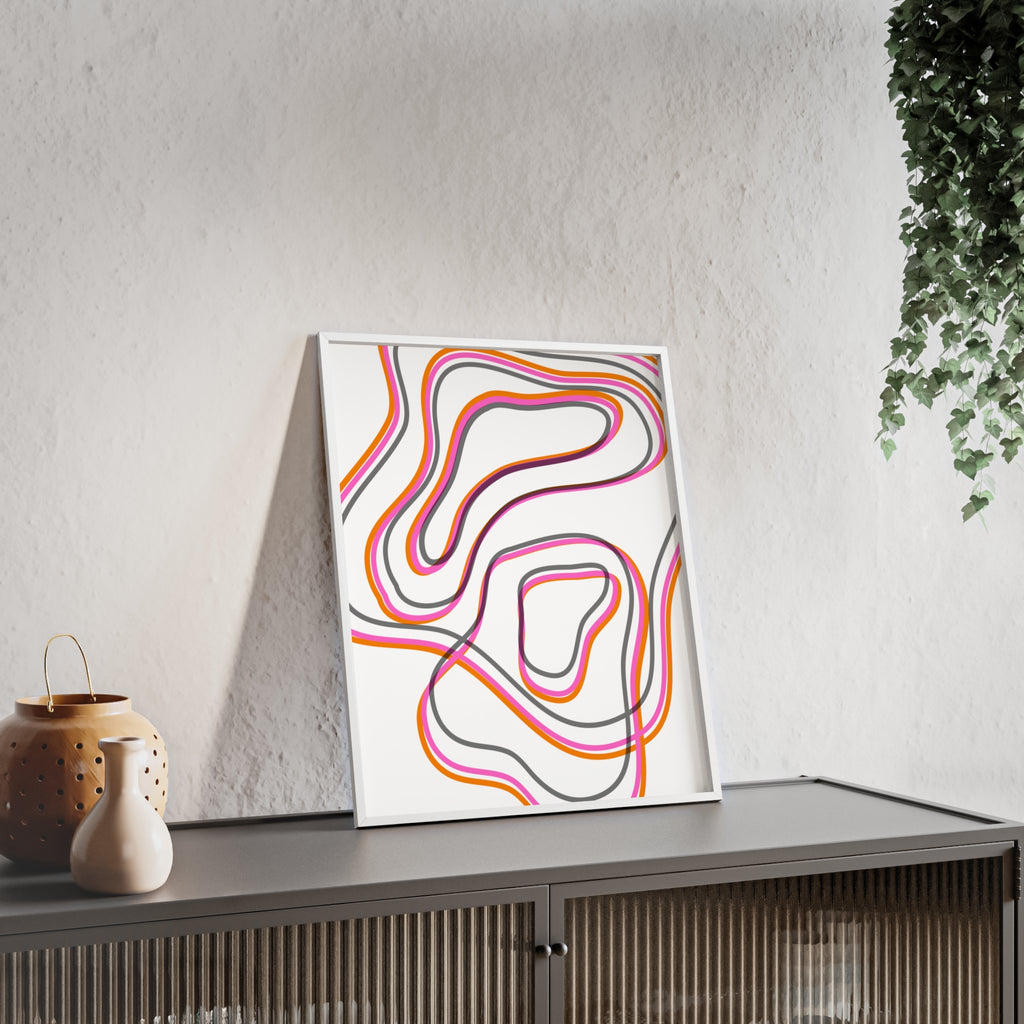 Farbenfrohes Abstraktes Kunstposter | Gerahmt, Moderne Wanddeko, Wohnzimmer, Schlafzimmer, Kunstdruck