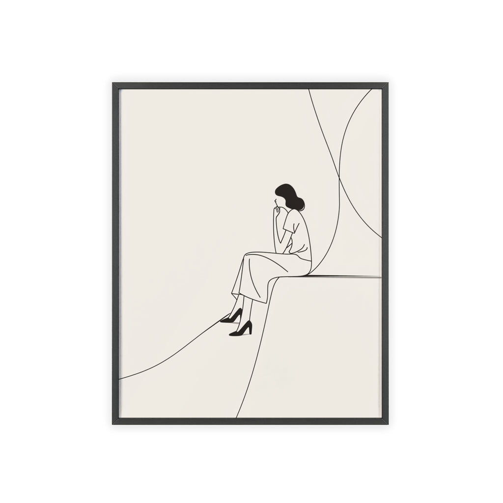 Minimalist Framed Art Print, Modern Wall Decor, Female Line Drawing, Elegant Home Art, Gift for Her
