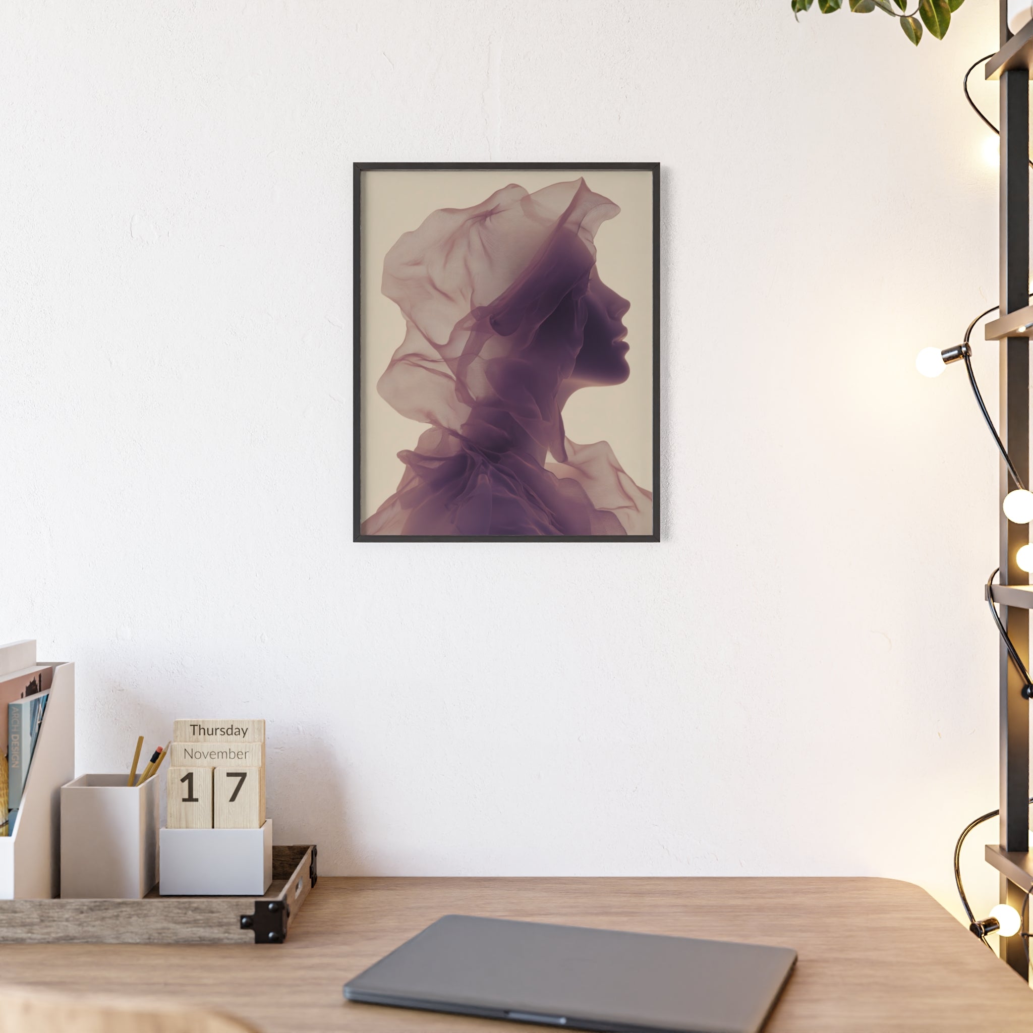 Between Dreams and Skin | Futuristisches Boho Kunstposter im Holzrahmen | Moderne Wanddeko für Wohnzimmer, Schlafzimmer & Büro