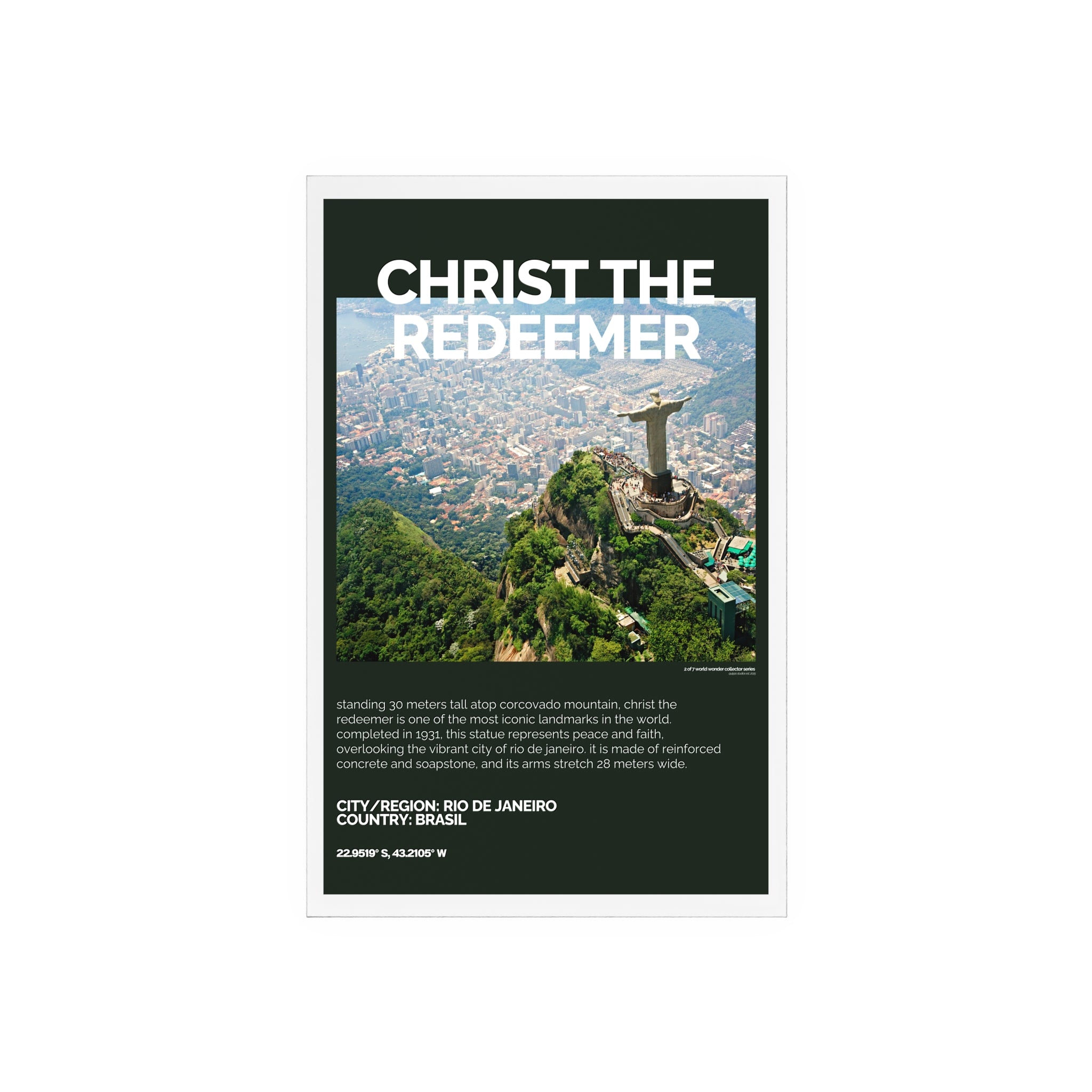 Cristo Redentor Acrylschild mit Holzständer | Sammlerstück & Geschenk - World Wonder Collector Series