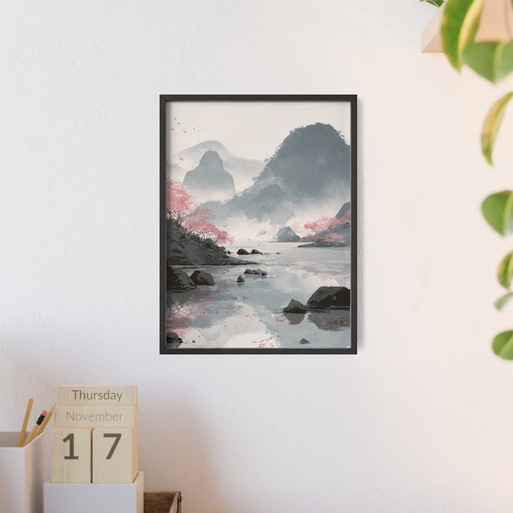 Magische Kirschblüten Landschaft Poster | Japanische Wanddeko, Kunstdruck für Wohnzimmer und Büro, Poster Wanddeko