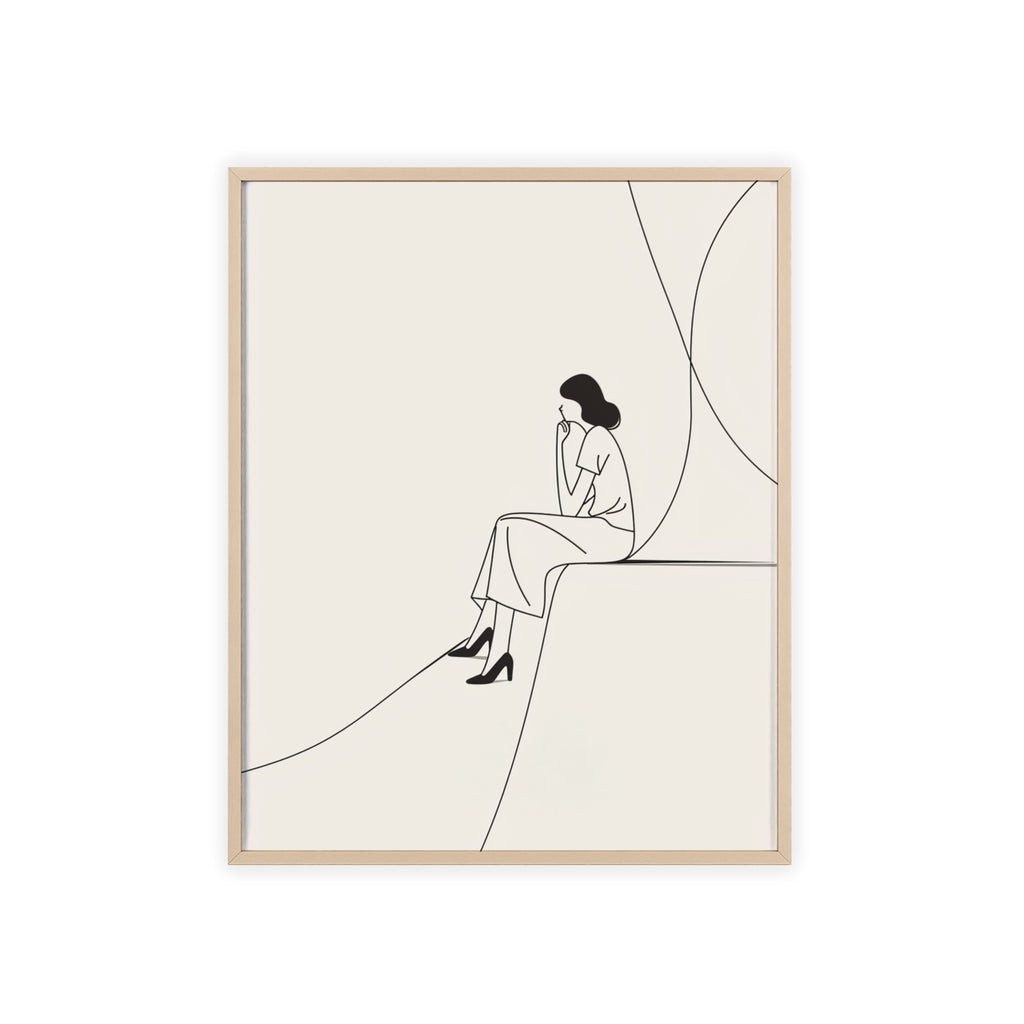 Minimalist Framed Art Print, Modern Wall Decor, Female Line Drawing, Elegant Home Art, Gift for Her
