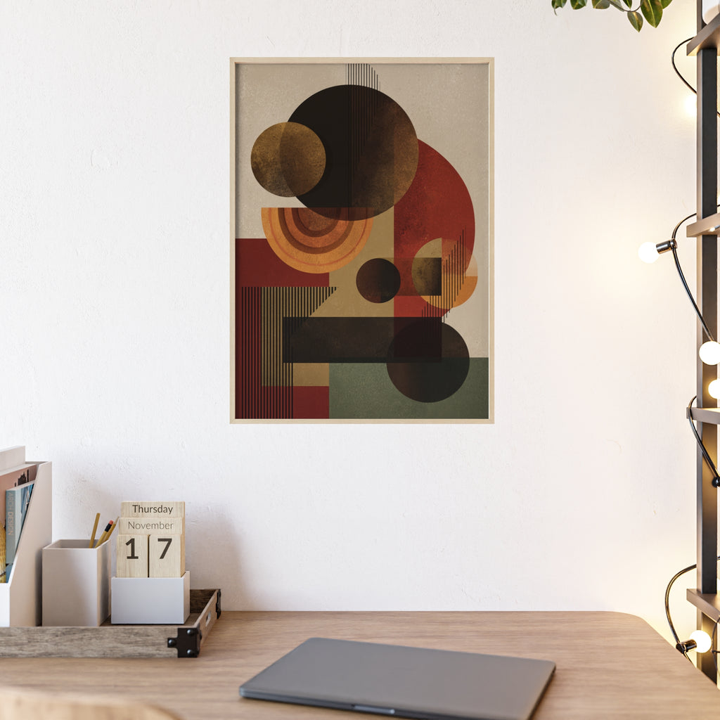 Künstlerisches Geometrisches Poster im Holzrahmen | Moderne Wohnraumdeko, Wandkunst, Geschenk für Kunstliebhaber, Minimalistische Kunst