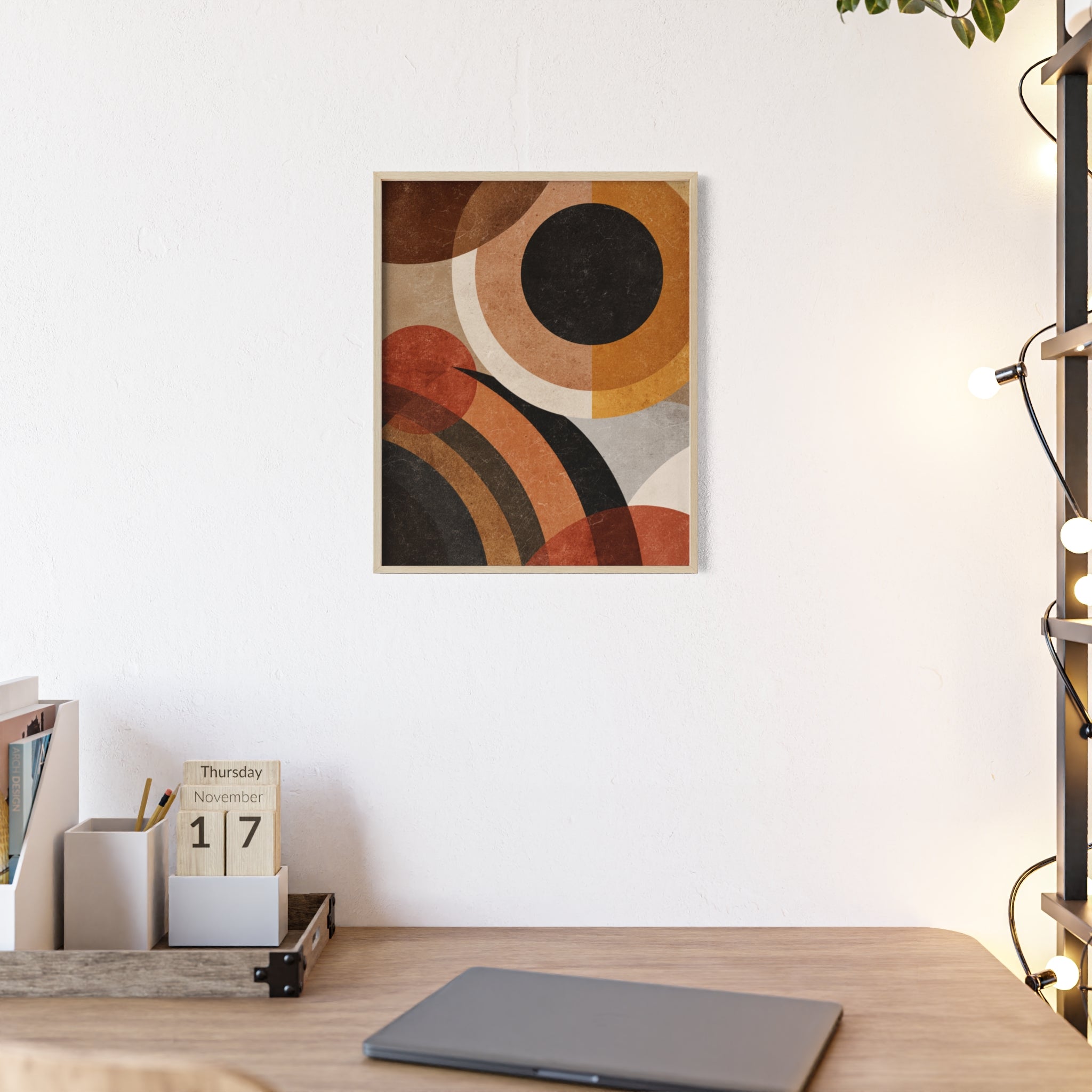 Modernes Geometrisches Kunstposter | Abstrakte Wanddeko, Gerahmte Wohnraumkunst, Minimalistisches Poster für Wohnzimmer, Stilvolles Geschenk