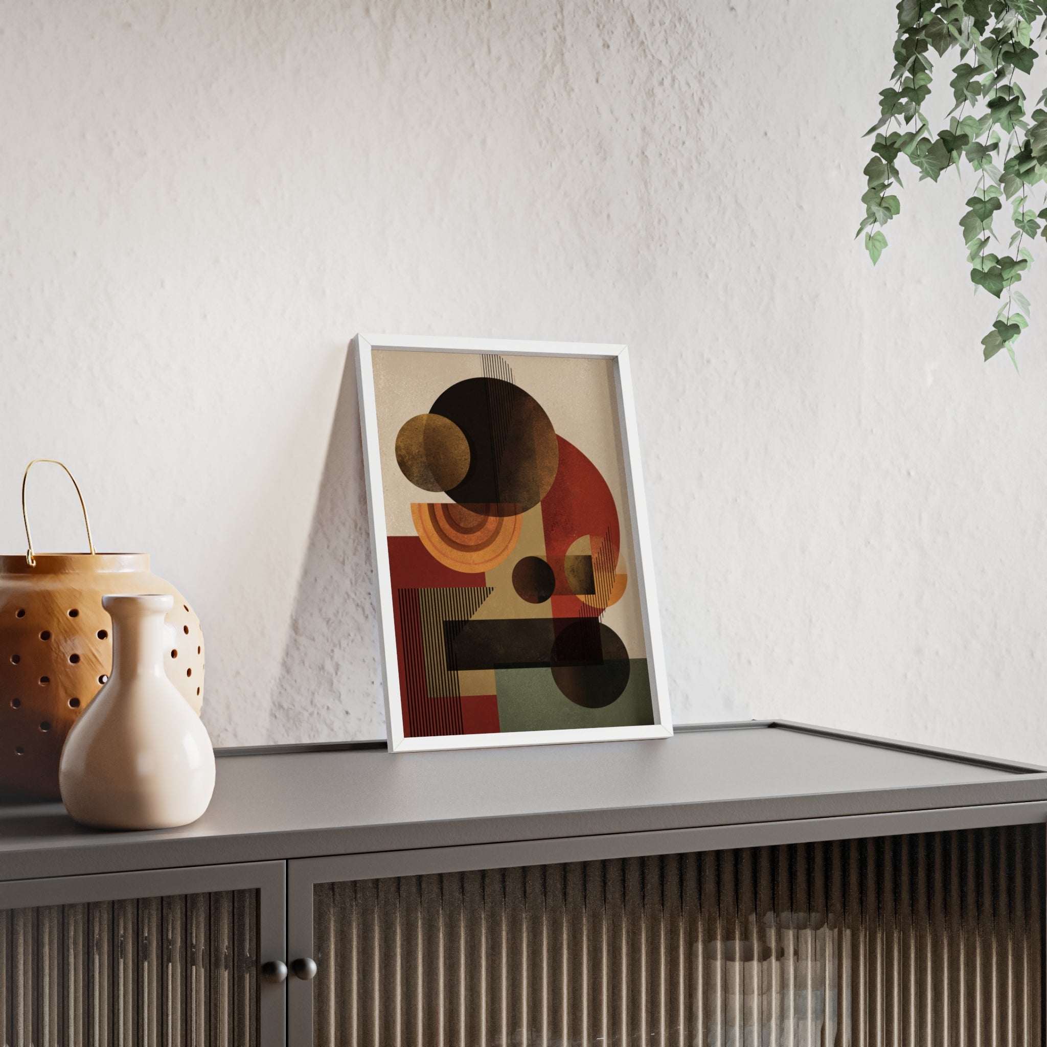 Künstlerisches Geometrisches Poster im Holzrahmen | Moderne Wohnraumdeko, Wandkunst, Geschenk für Kunstliebhaber, Minimalistische Kunst