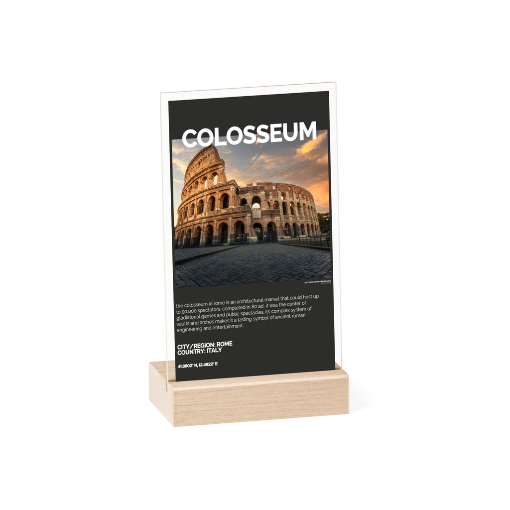 Kolosseum Acrylschild mit Holzständer | Sammlerstück & Geschenk - World Wonder Collector Series