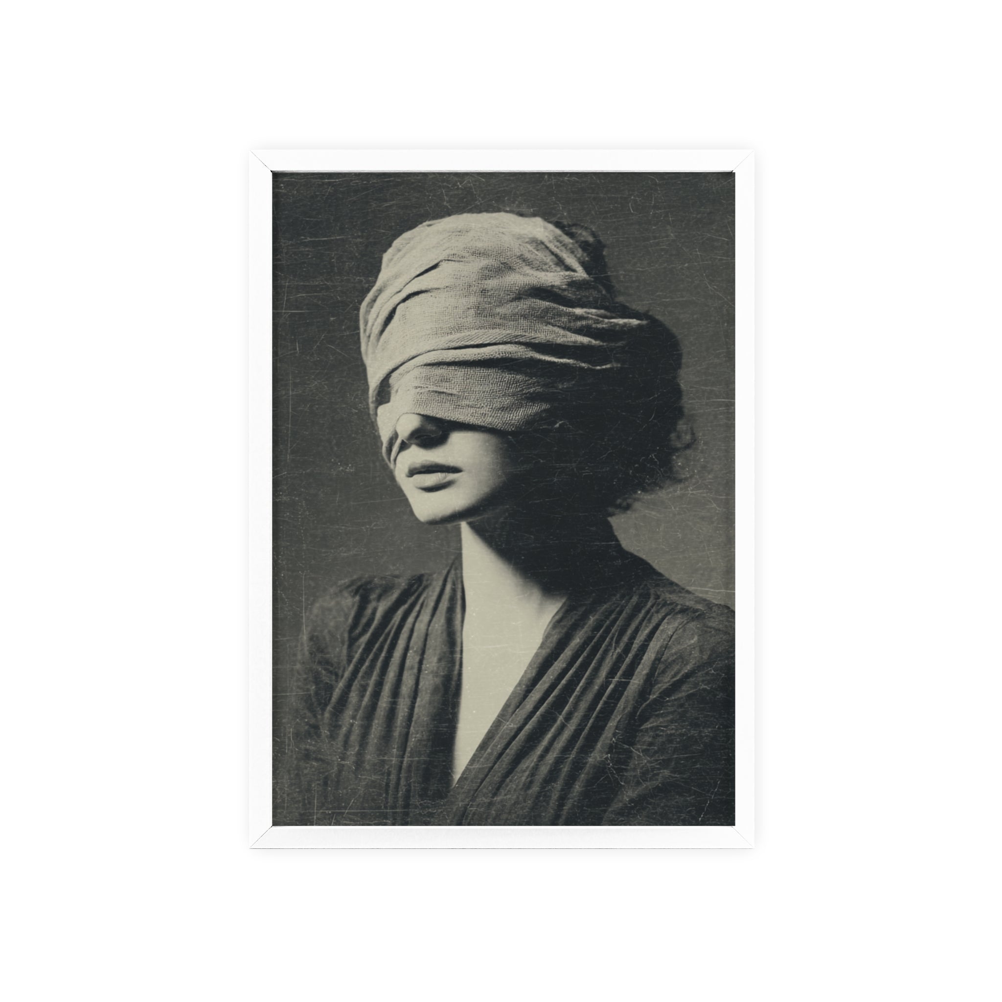 Mystisches Frauenportrait Kunstposter im Holzrahmen | Moderne Wanddeko, Minimalistisches Wohnzimmer & Büro, Boho Wandkunst