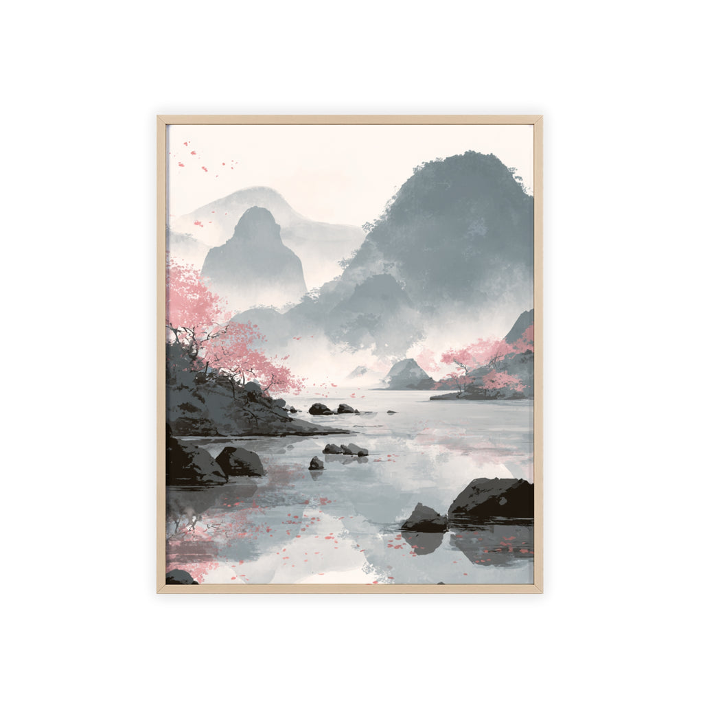 Magische Kirschblüten Landschaft Poster | Japanische Wanddeko, Kunstdruck für Wohnzimmer und Büro, Poster Wanddeko