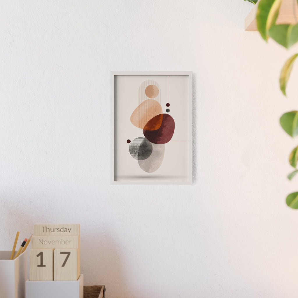 Modernes Abstraktes Kunstposter mit Holzrahmen | Boho Wanddeko | Minimalistische Wohnkultur | Galerie-Wandkunst | Einzigartiges Geschenk