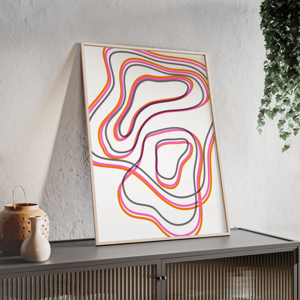 Farbenfrohes Abstraktes Kunstposter | Gerahmt, Moderne Wanddeko, Wohnzimmer, Schlafzimmer, Kunstdruck