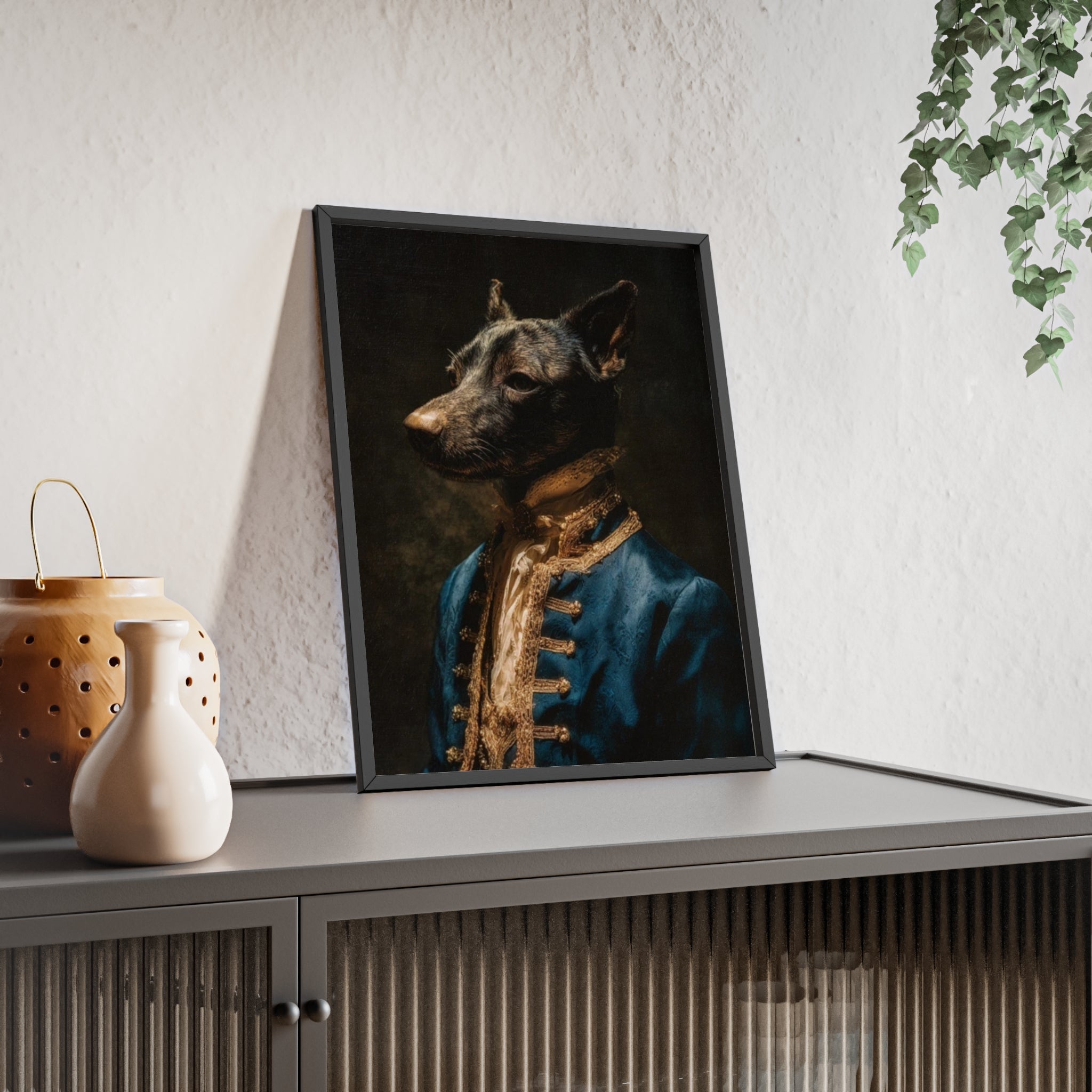 Elegant Framed Dog Portrait, Stylish Wall Decor for Dog Lovers, Unique Gift for Pet Owners, Home Decoration, Modern Art