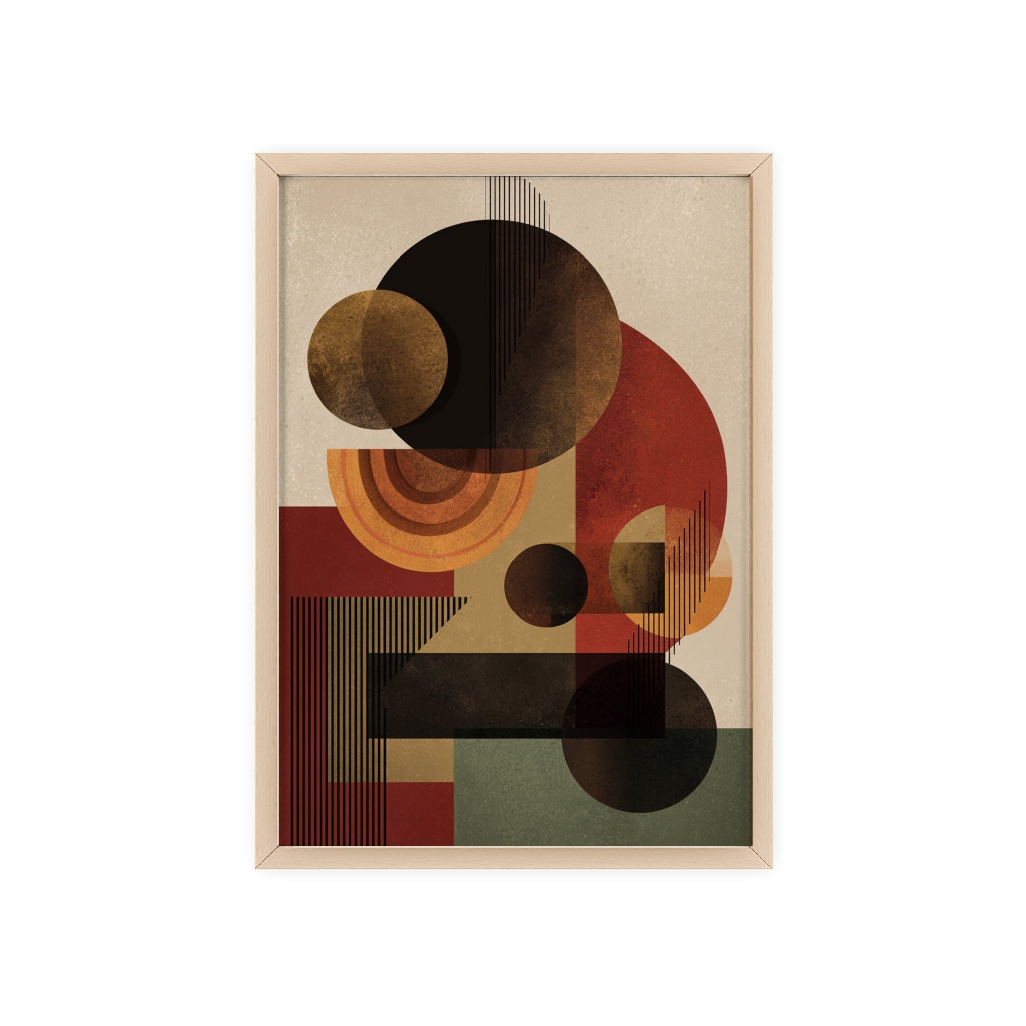 Künstlerisches Geometrisches Poster im Holzrahmen | Moderne Wohnraumdeko, Wandkunst, Geschenk für Kunstliebhaber, Minimalistische Kunst